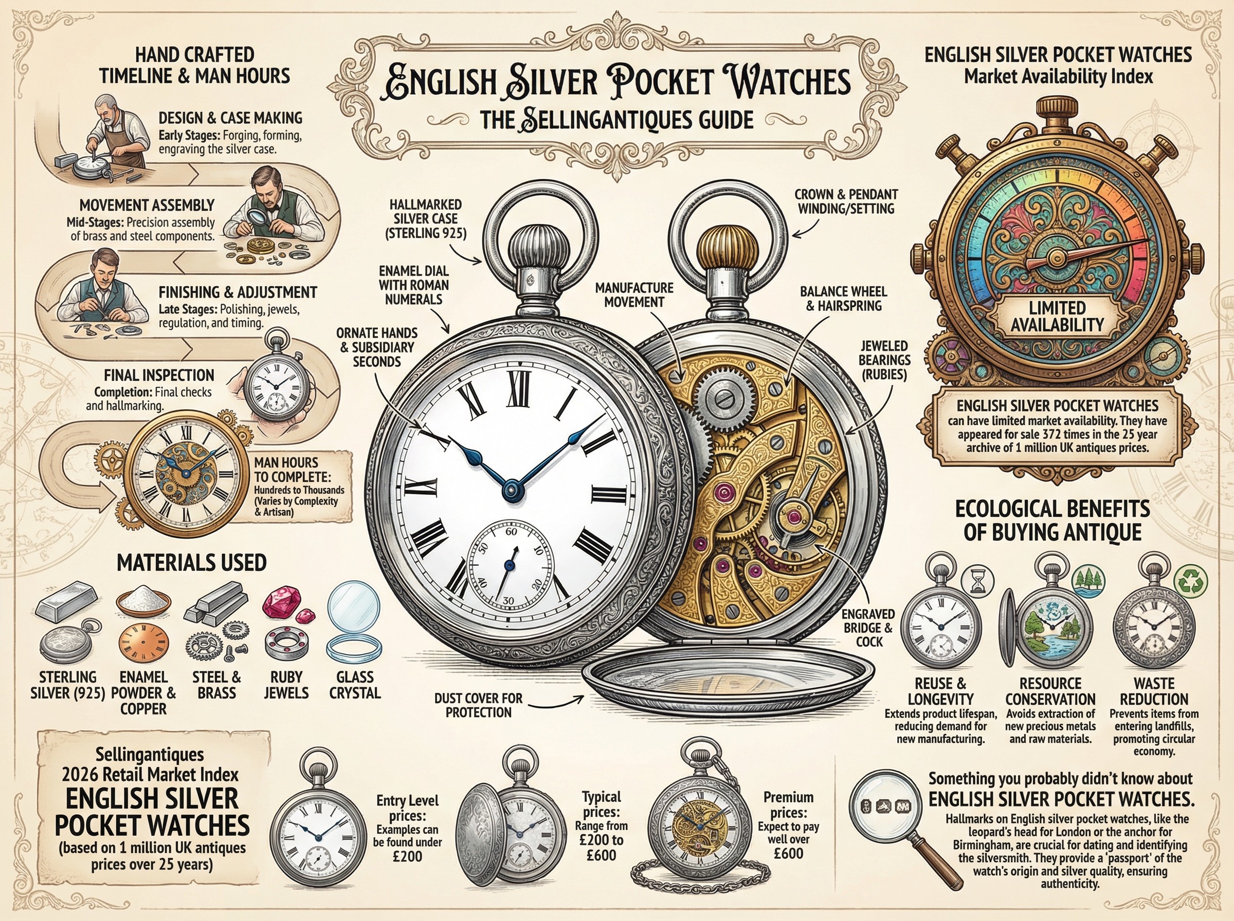 English Silver Pocket Watches Guide Infographic