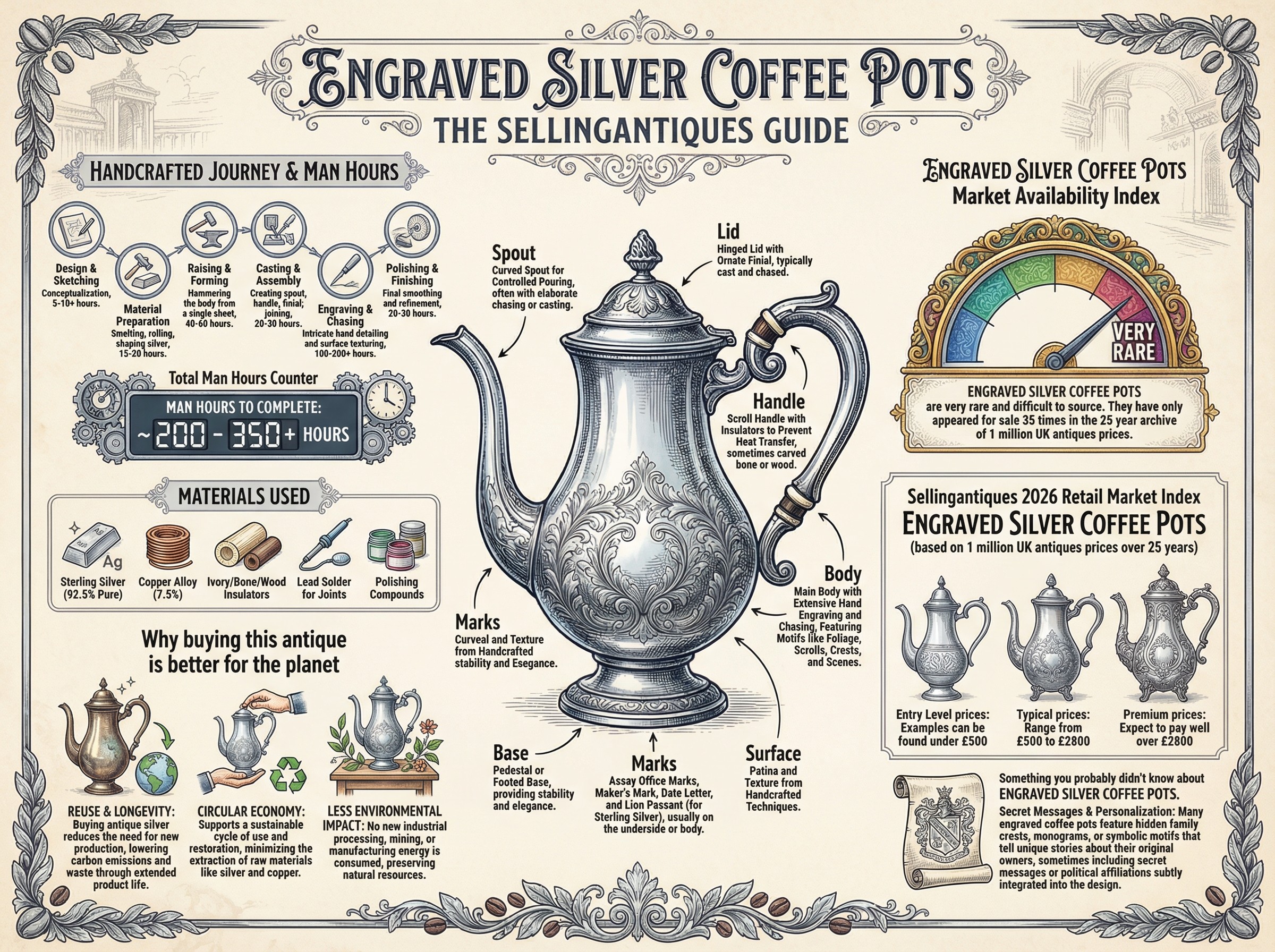 Engraved Silver Coffee Pots Guide Infographic