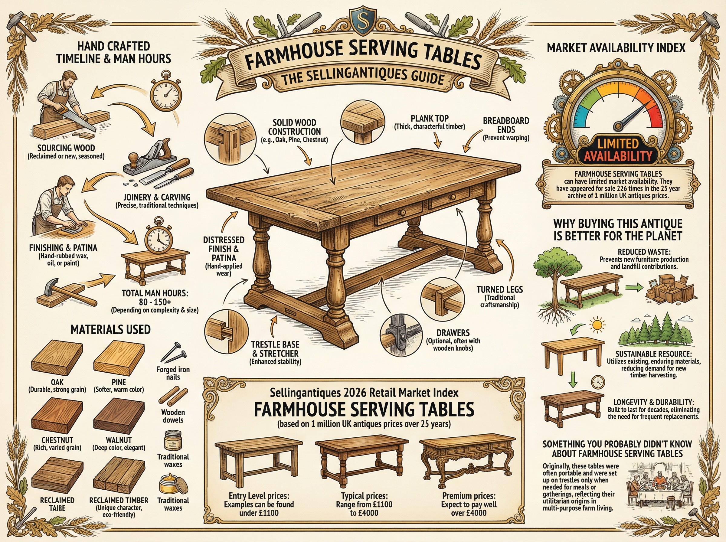 Farmhouse Serving Tables Guide Infographic