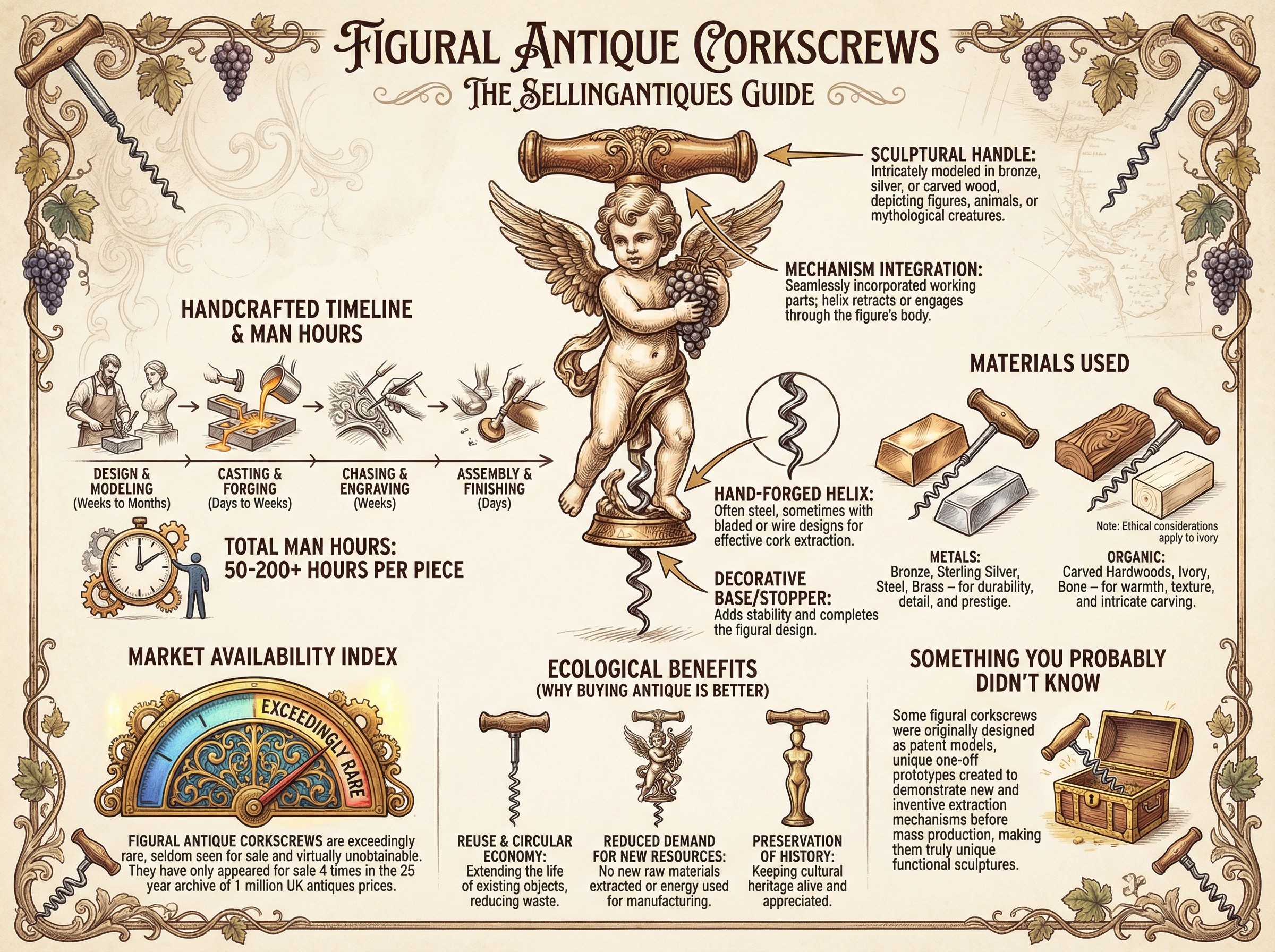 Figural Antique Corkscrews Guide Infographic