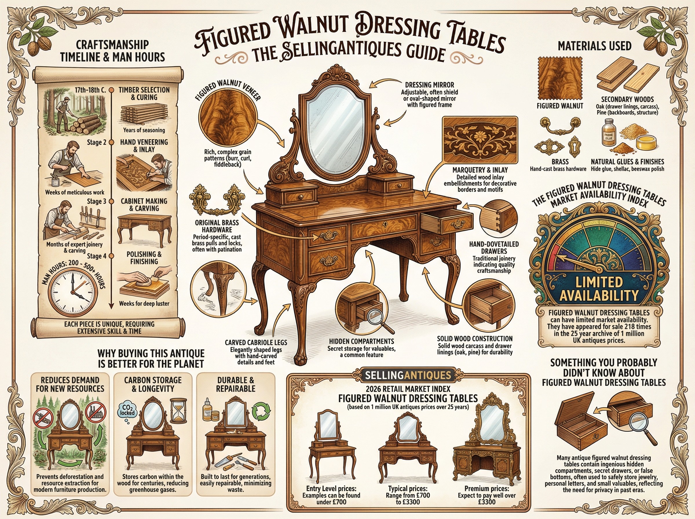 Figured Walnut Dressing Tables Guide Infographic