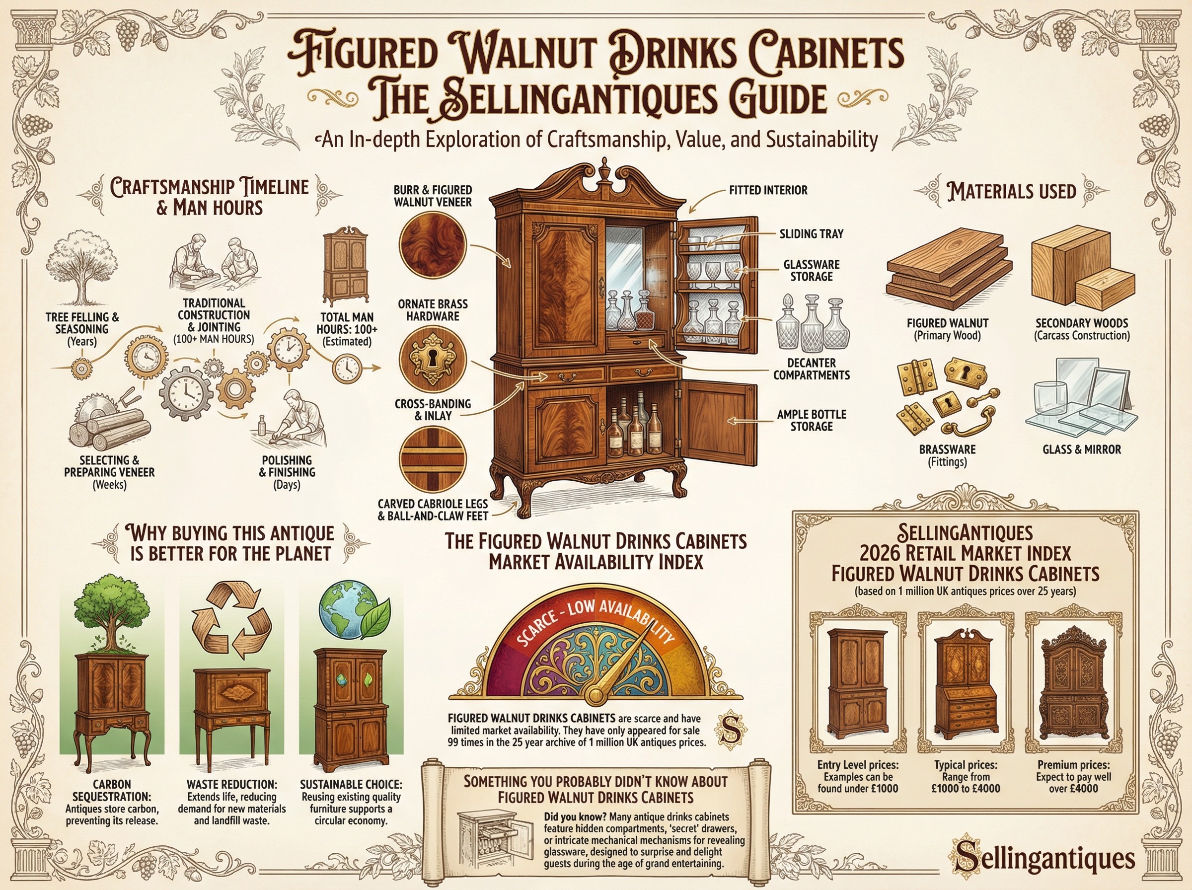 Figured Walnut Drinks Cabinets Guide Infographic
