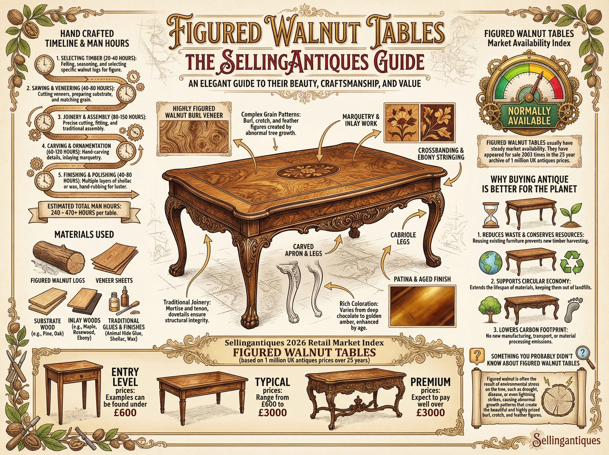Figured Walnut Tables Guide Infographic