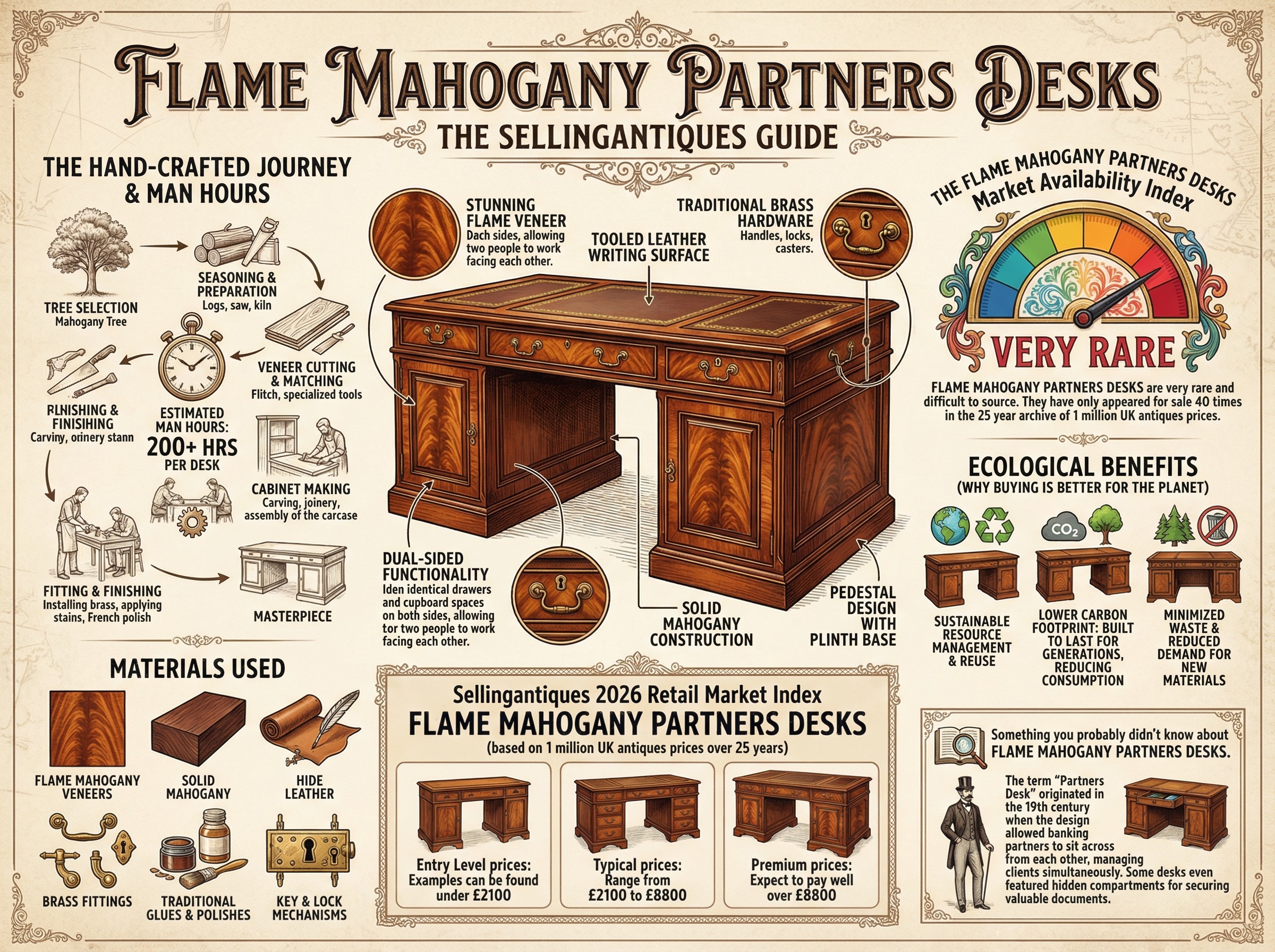 Flame Mahogany Partners Desks Guide Infographic