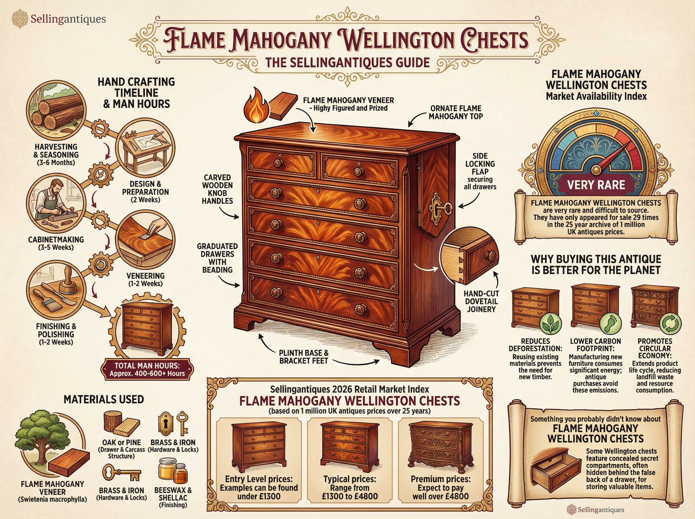 Flame Mahogany Wellington Chests Guide Infographic