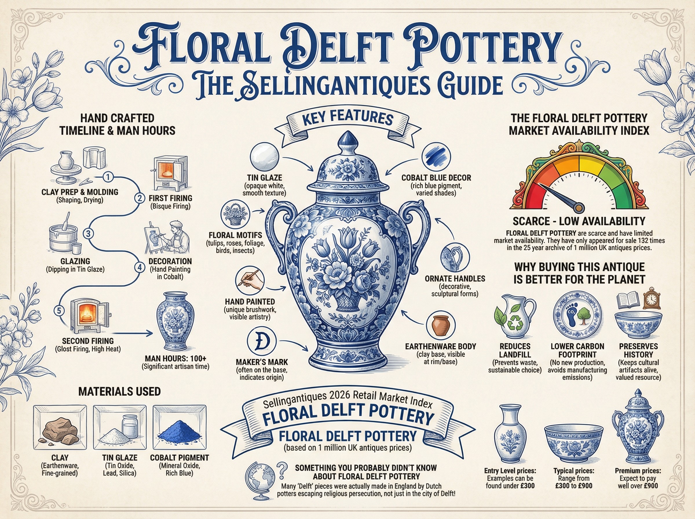 Floral Delft Pottery Guide Infographic