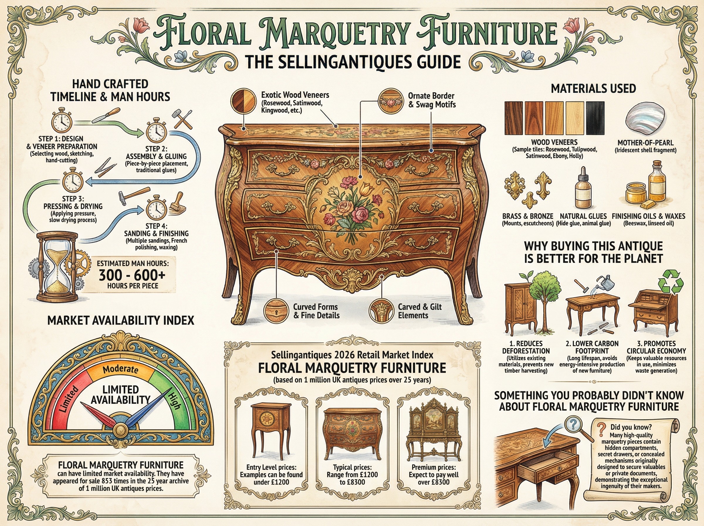 Floral Marquetry Furniture Guide Infographic