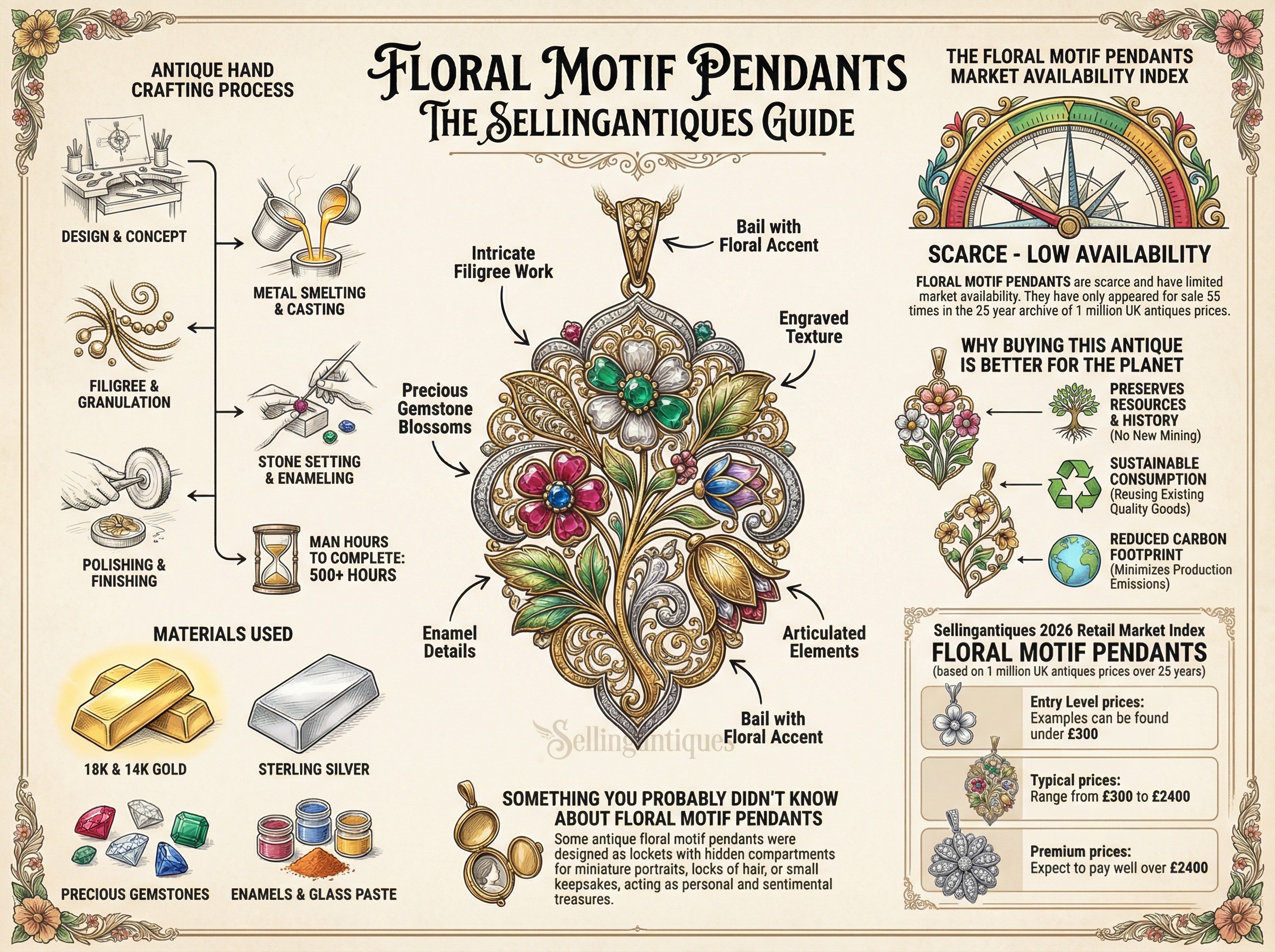 Floral Motif Pendants Guide Infographic