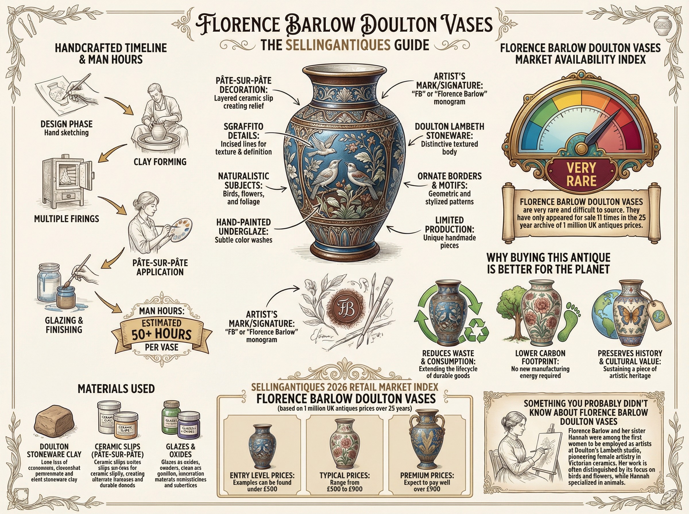 Florence Barlow Doulton Vases Guide Infographic