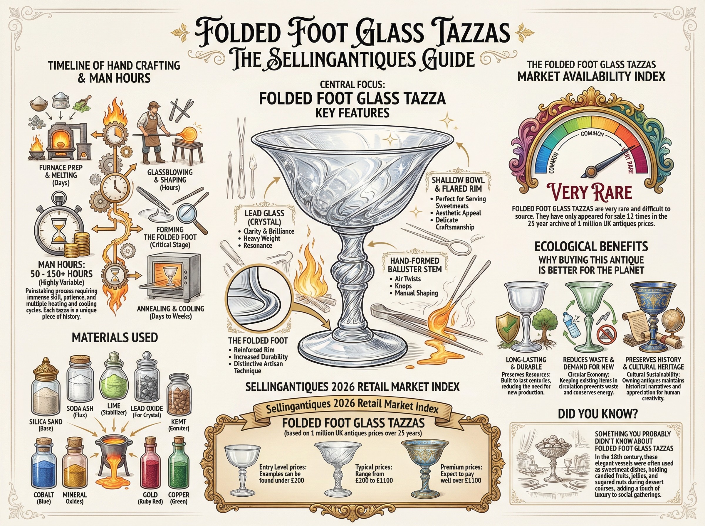 Folded Foot Glass Tazzas Guide Infographic