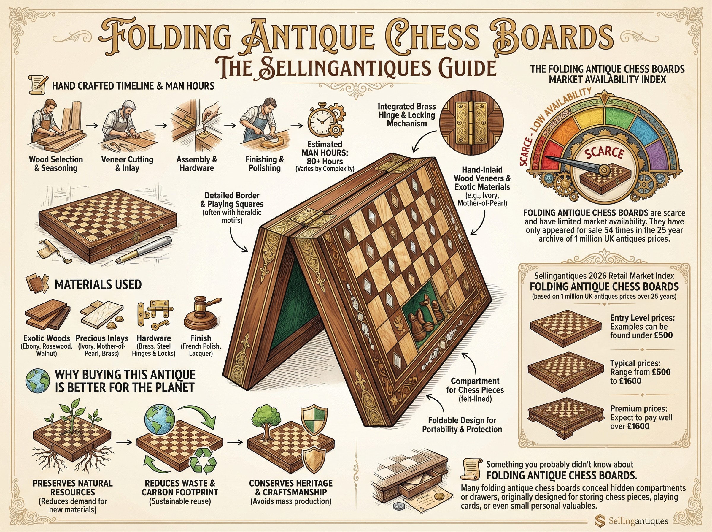 Folding Antique Chess Boards Guide Infographic