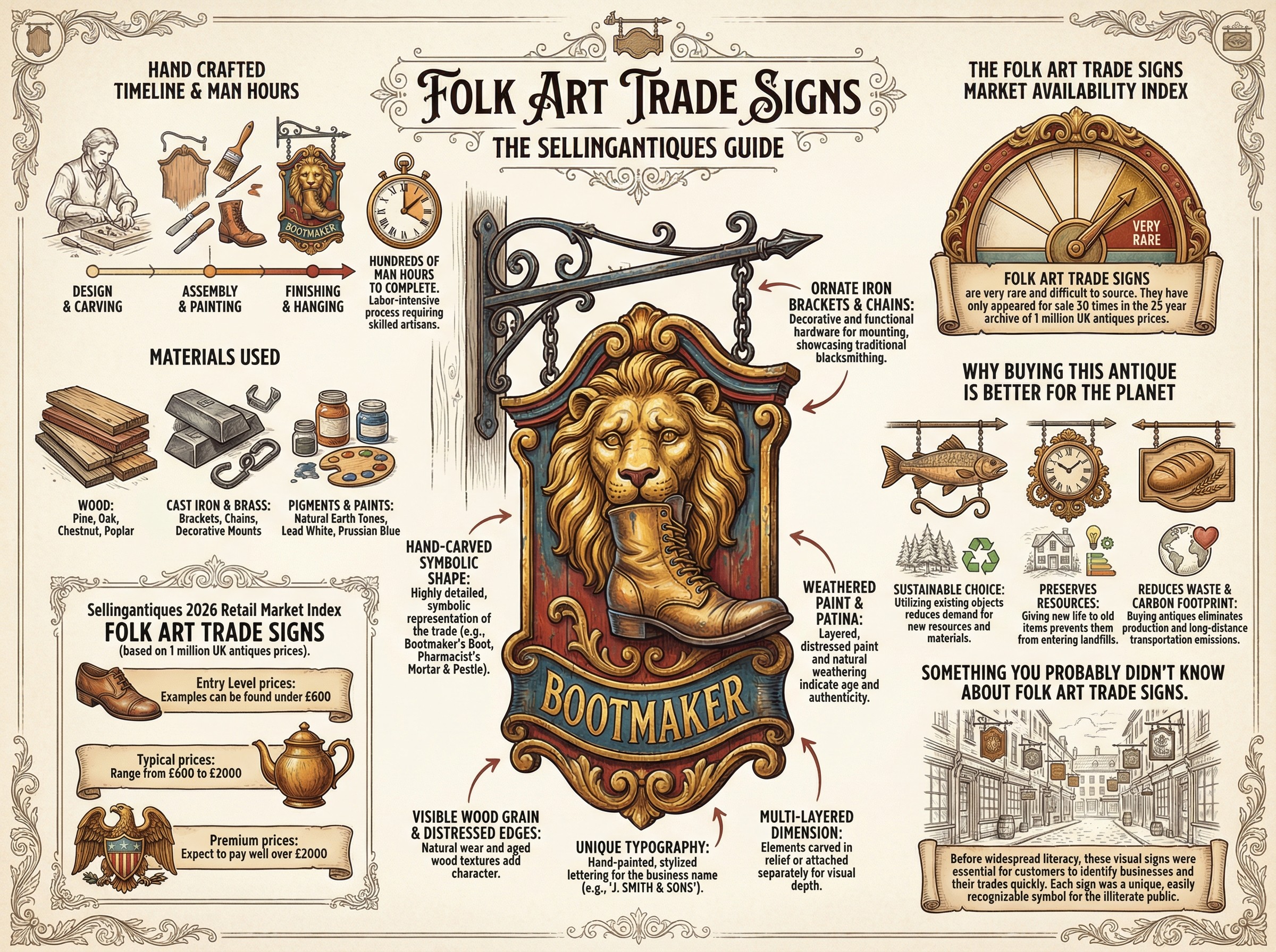 Folk Art Trade Signs Guide Infographic