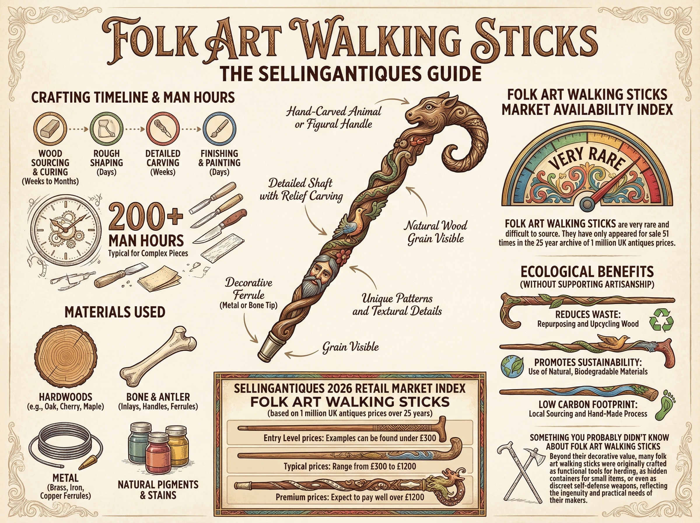 Folk Art Walking Sticks Guide Infographic