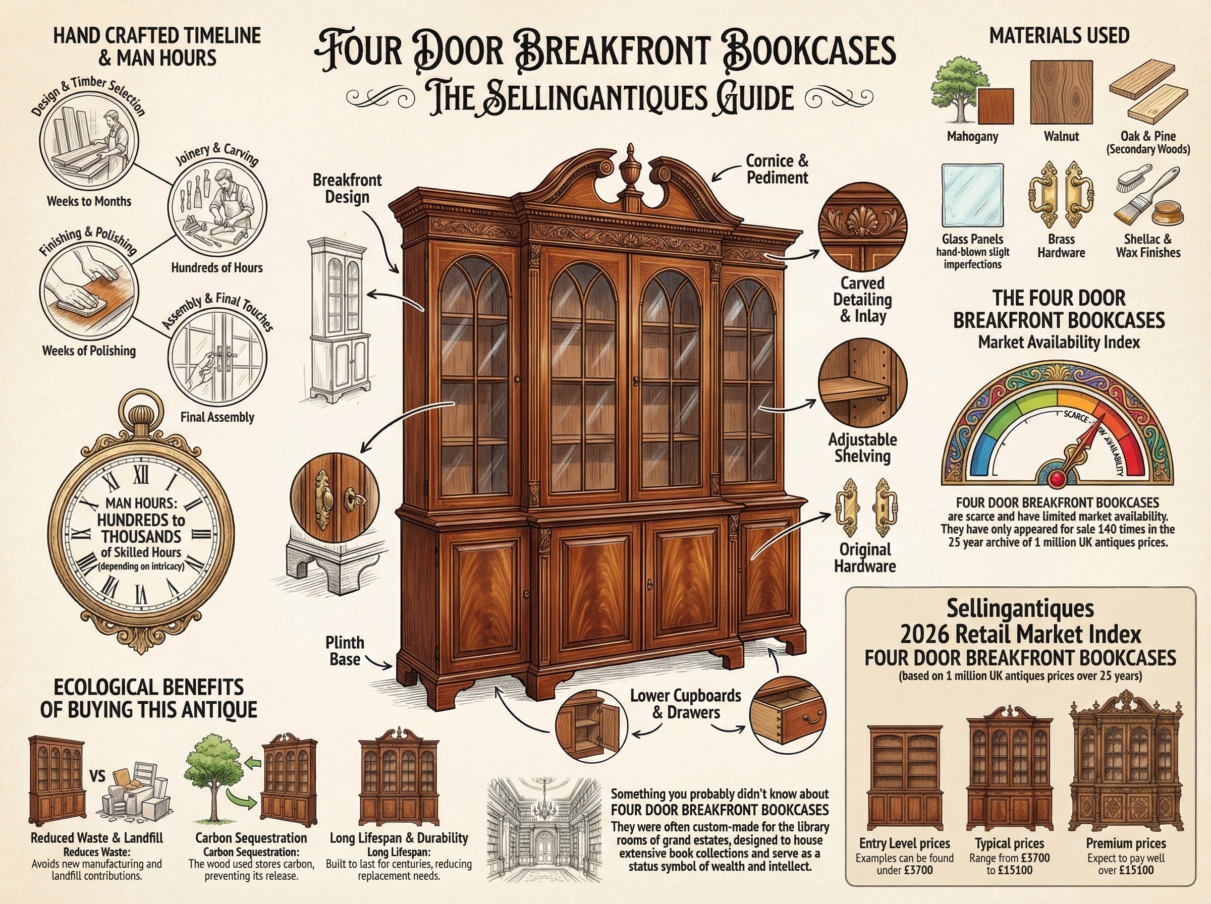 Four Door Breakfront Bookcases Guide Infographic