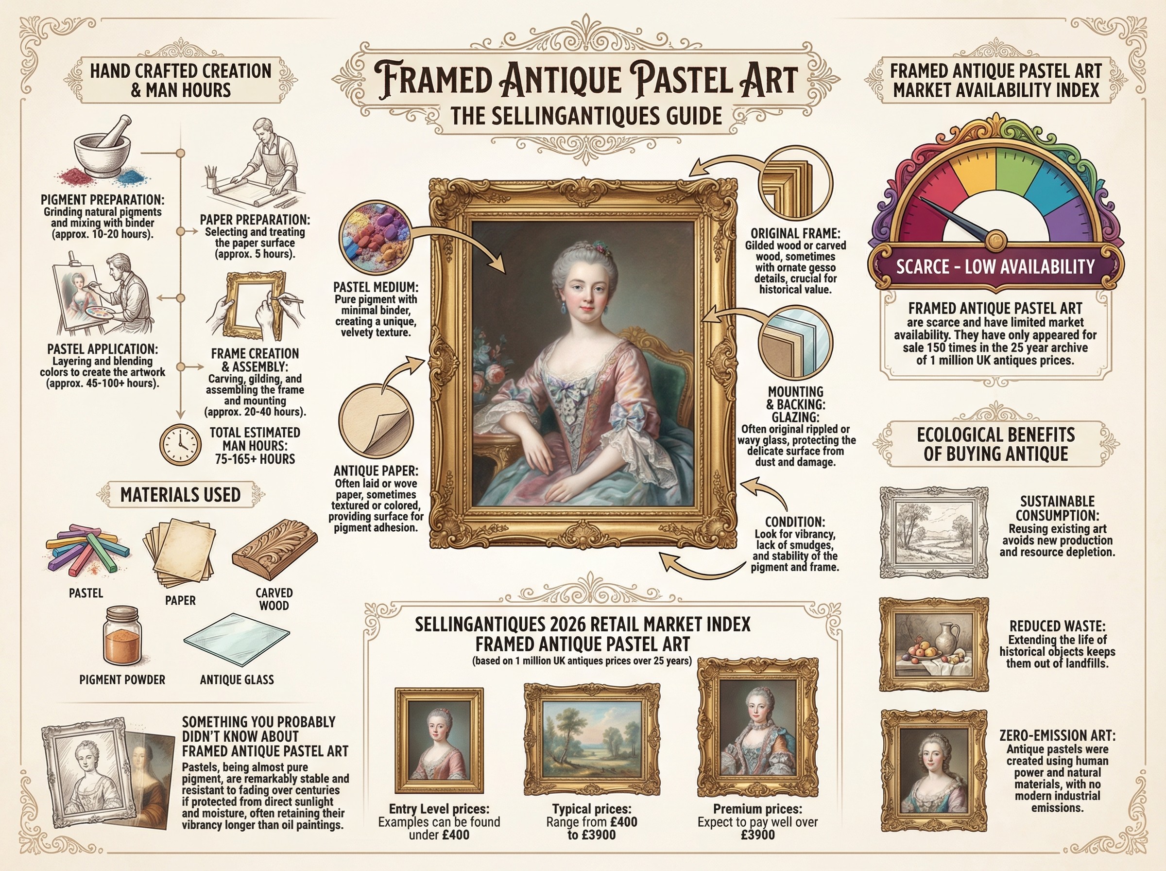 Framed Antique Pastel Art Guide Infographic