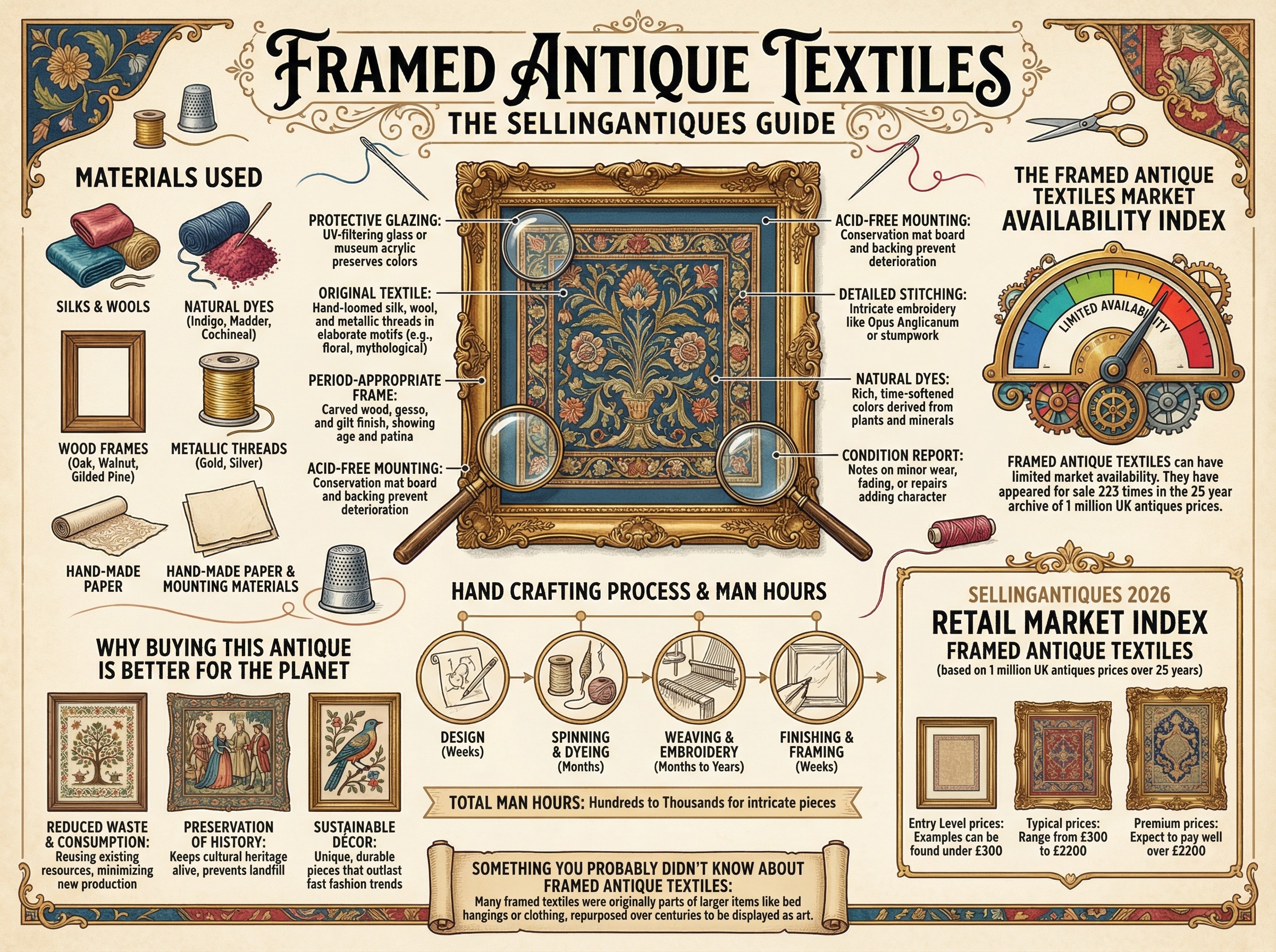 Framed Antique Textiles Guide Infographic