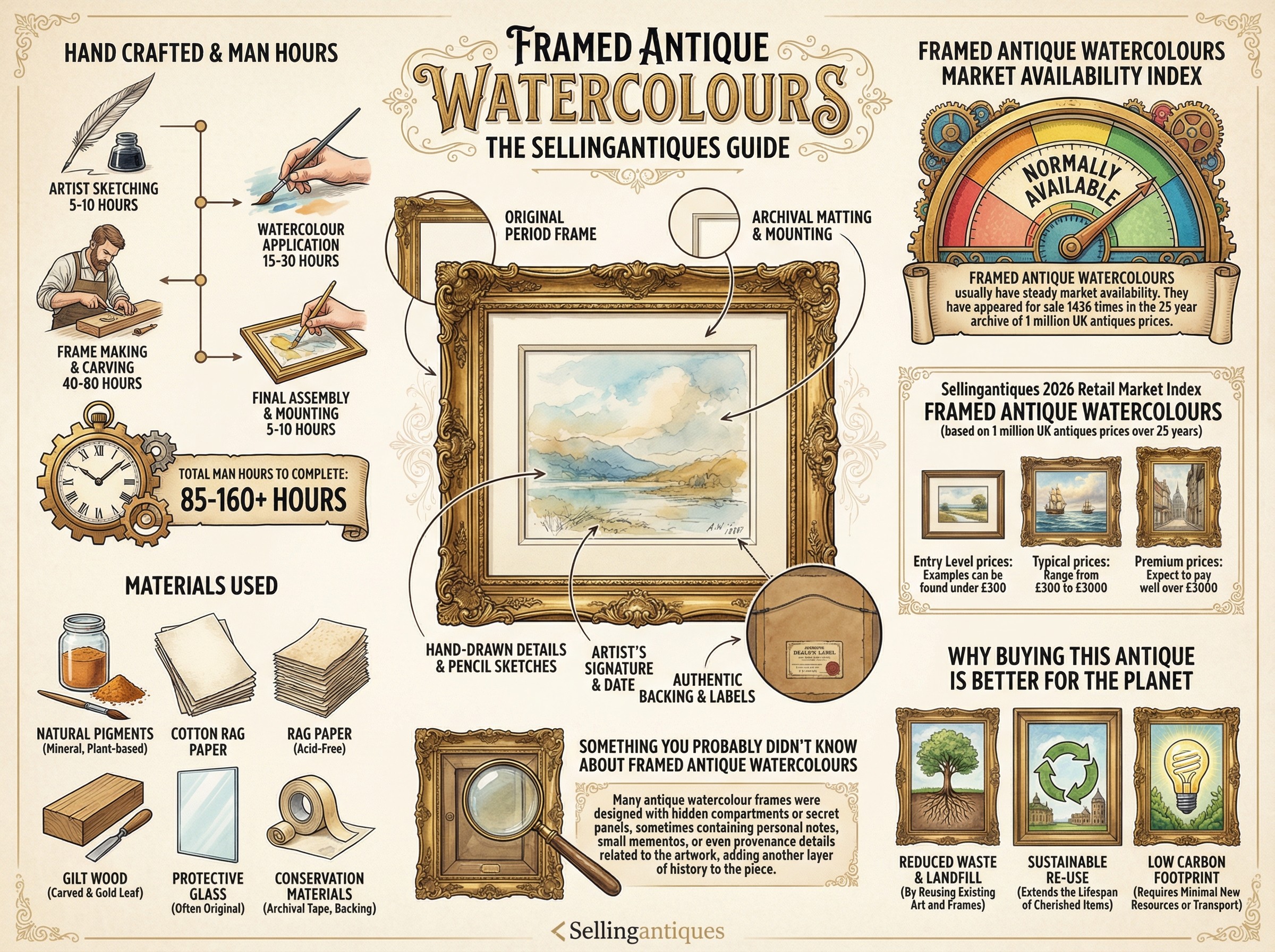 Framed Antique Watercolours Guide Infographic