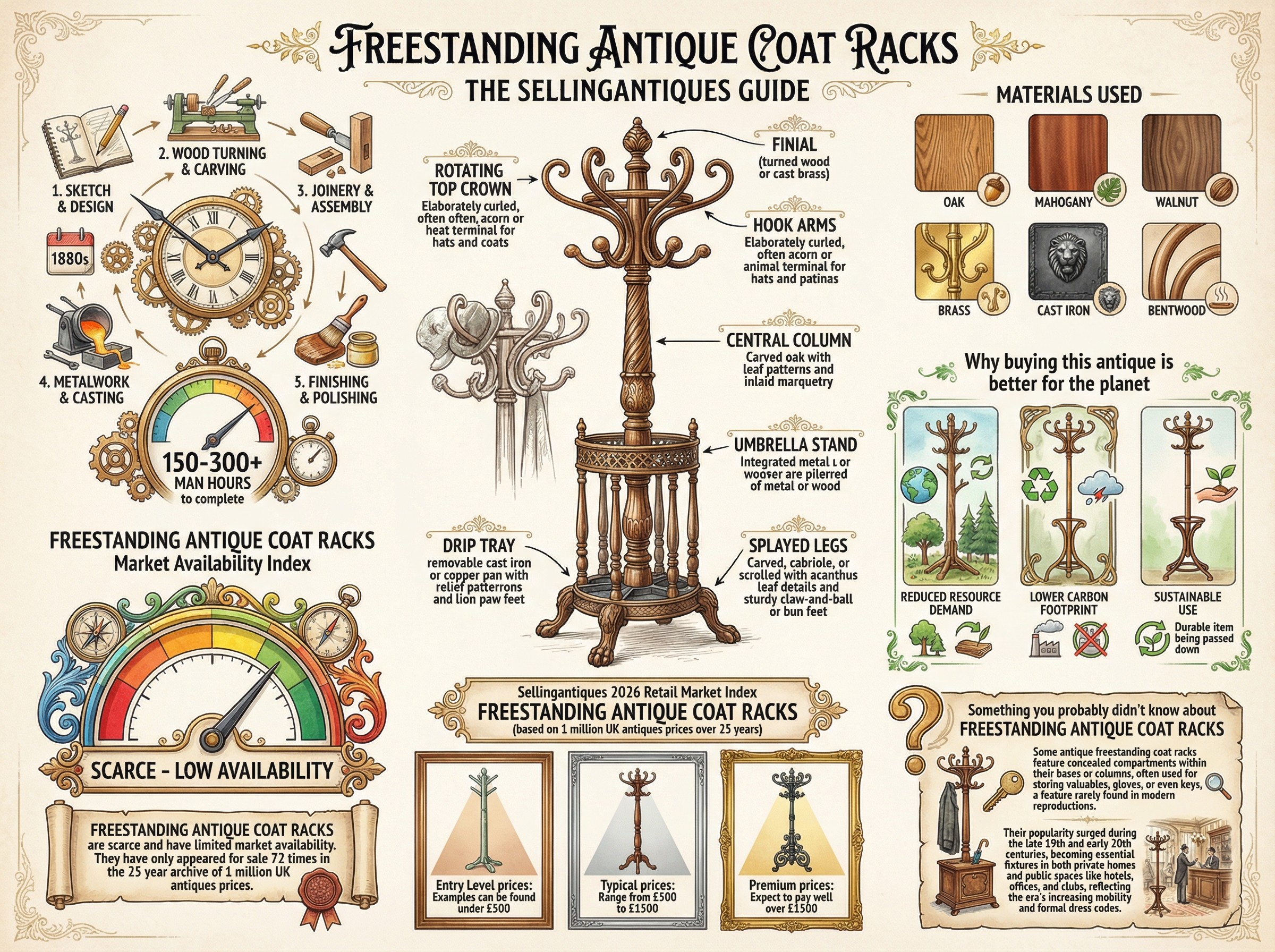 Freestanding Antique Coat Racks Guide Infographic