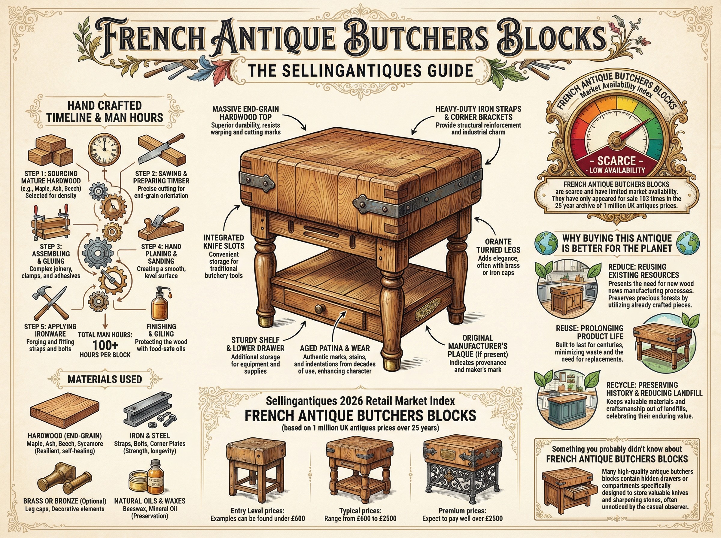 French Antique Butchers Blocks Guide Infographic
