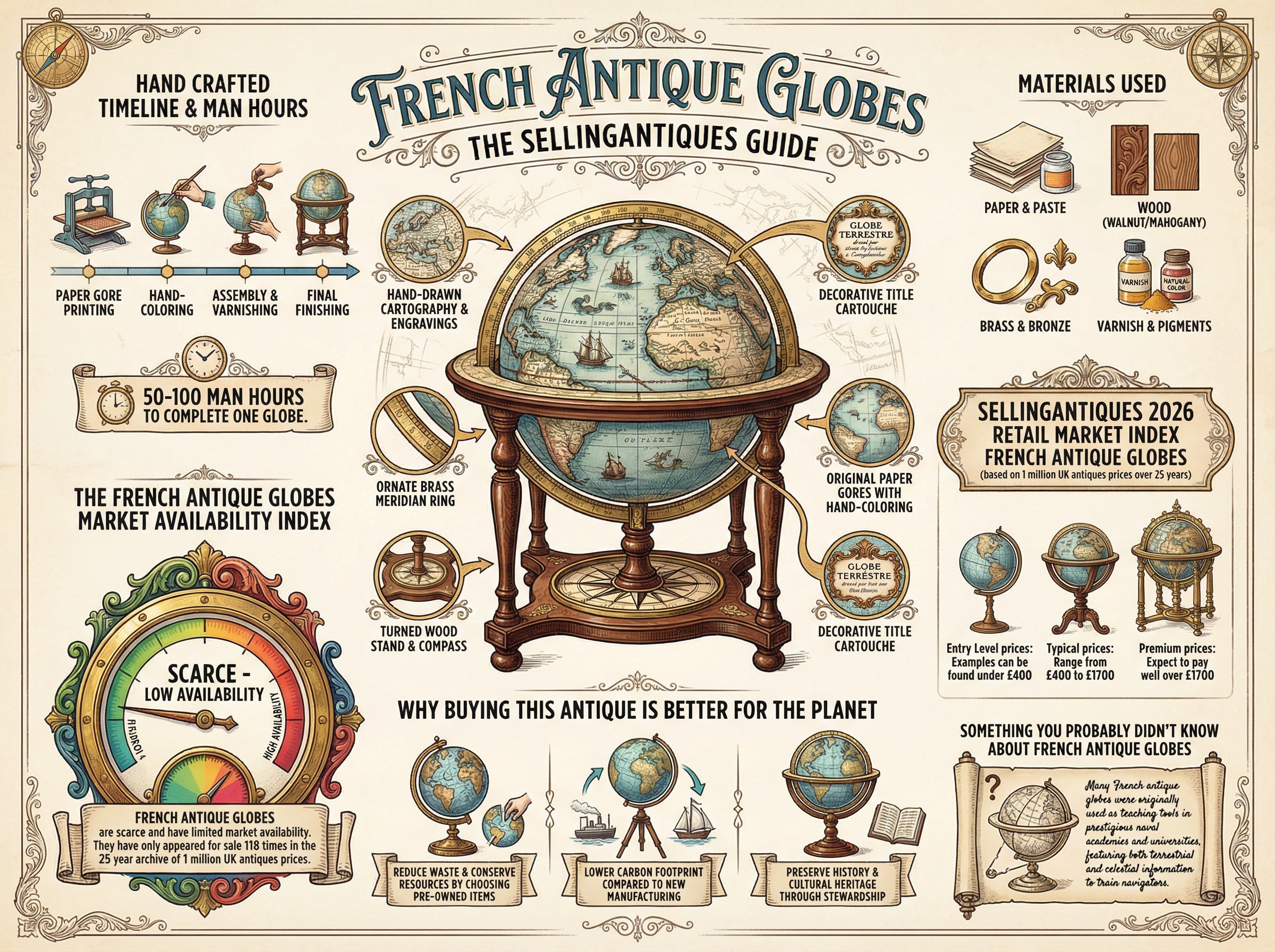French Antique Globes Guide Infographic