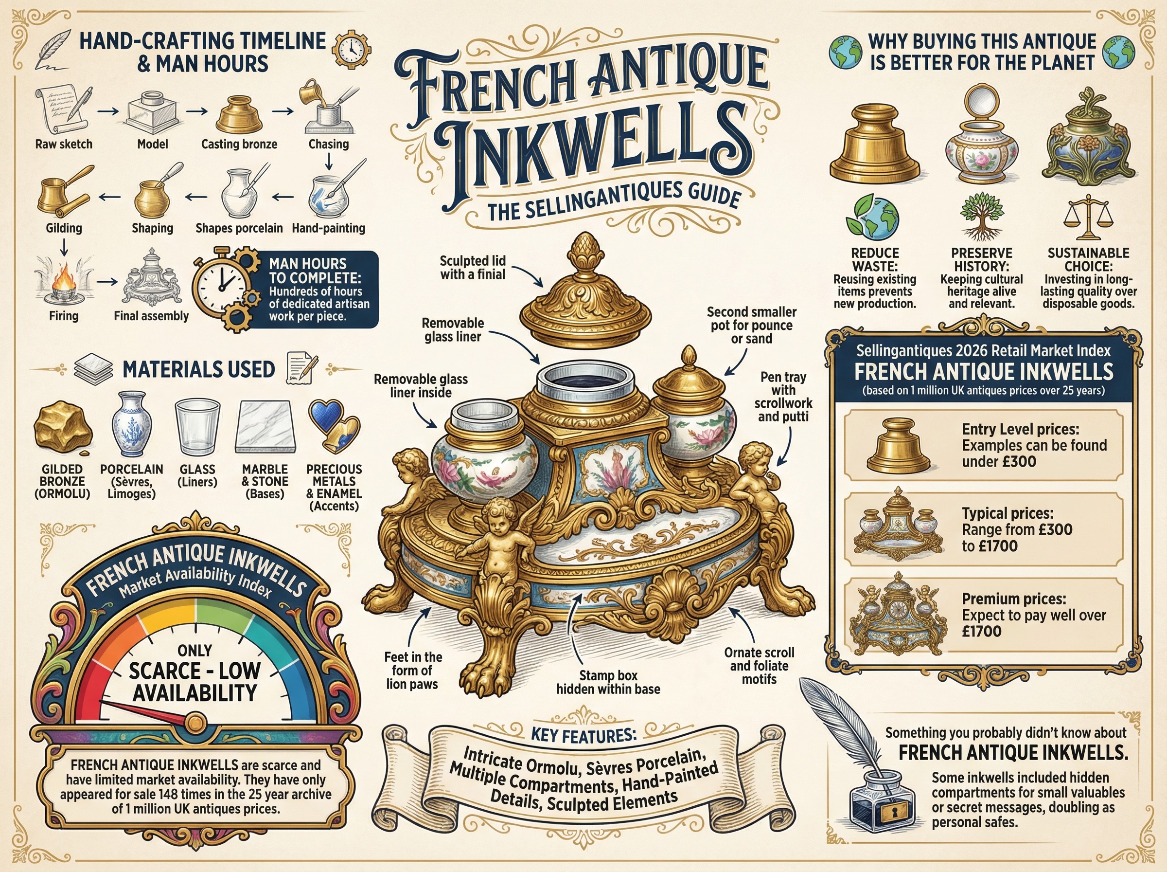 French Antique Inkwells Guide Infographic