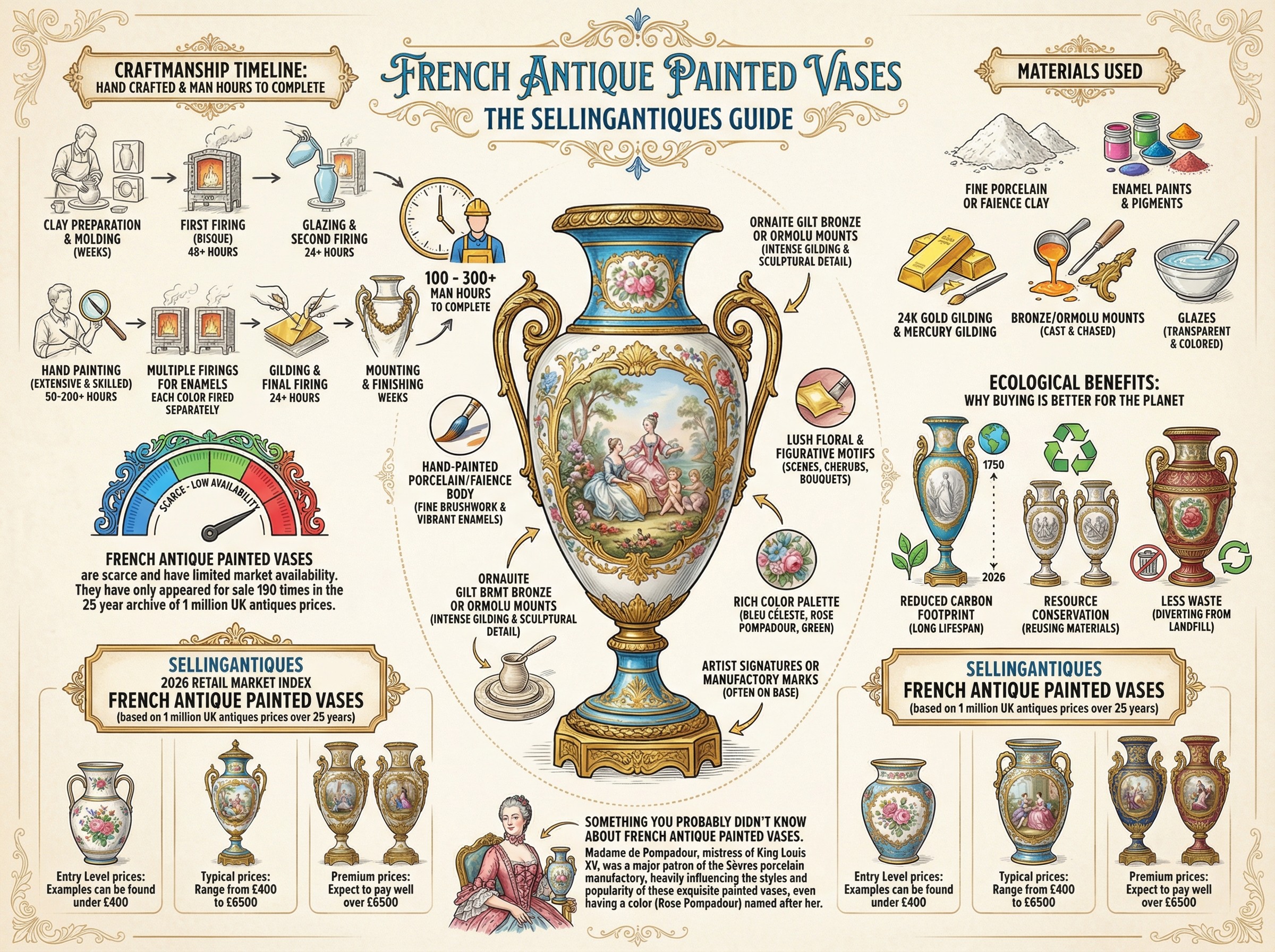 French Antique Painted Vases Guide Infographic