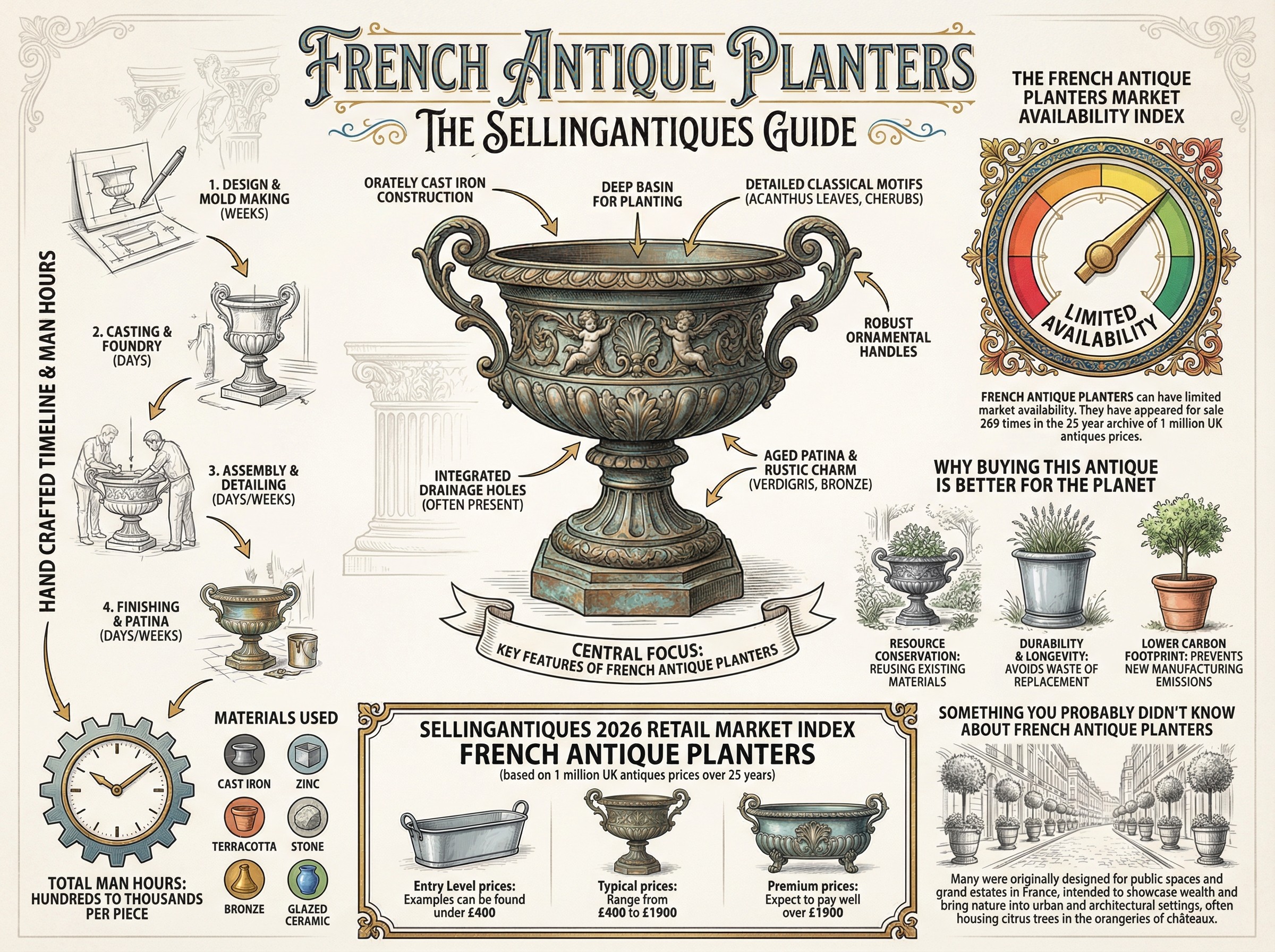 French Antique Planters Guide Infographic