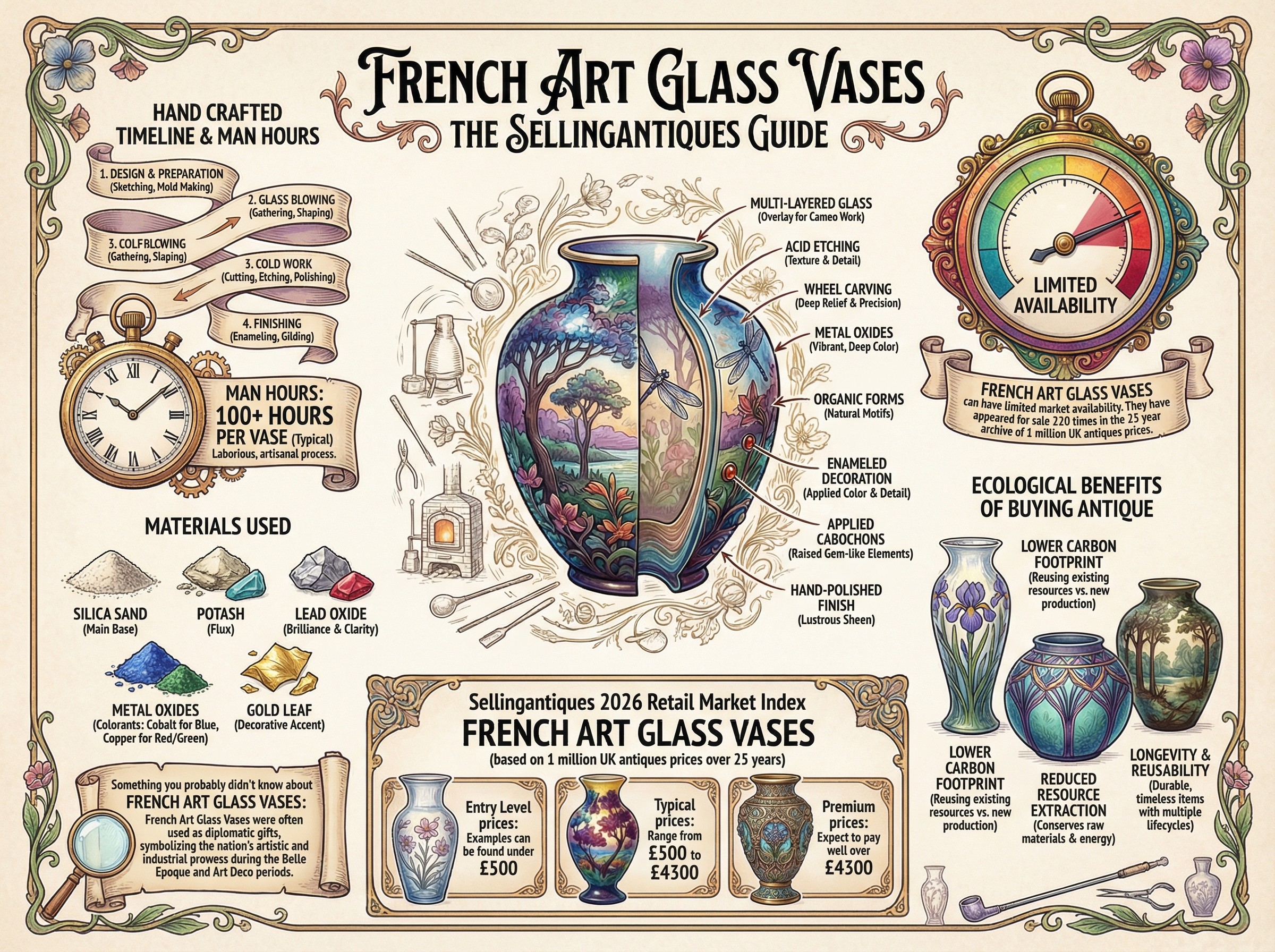 French Art Glass Vases Guide Infographic
