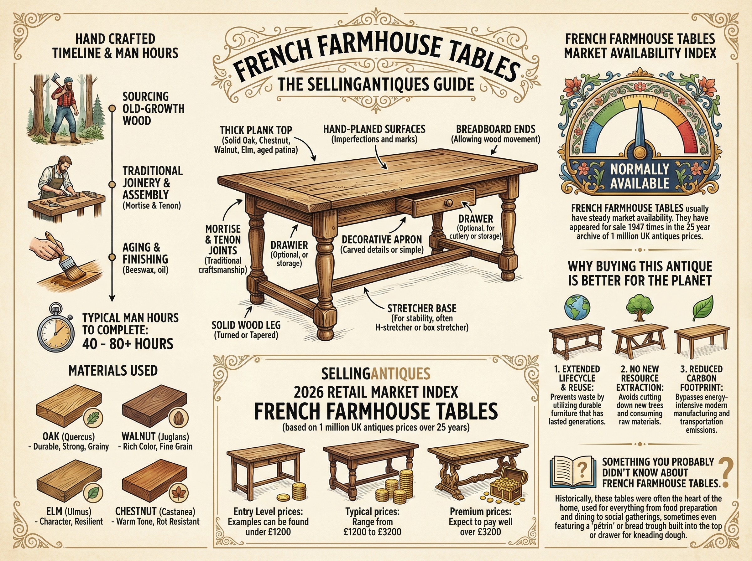 French Farmhouse Tables Guide Infographic