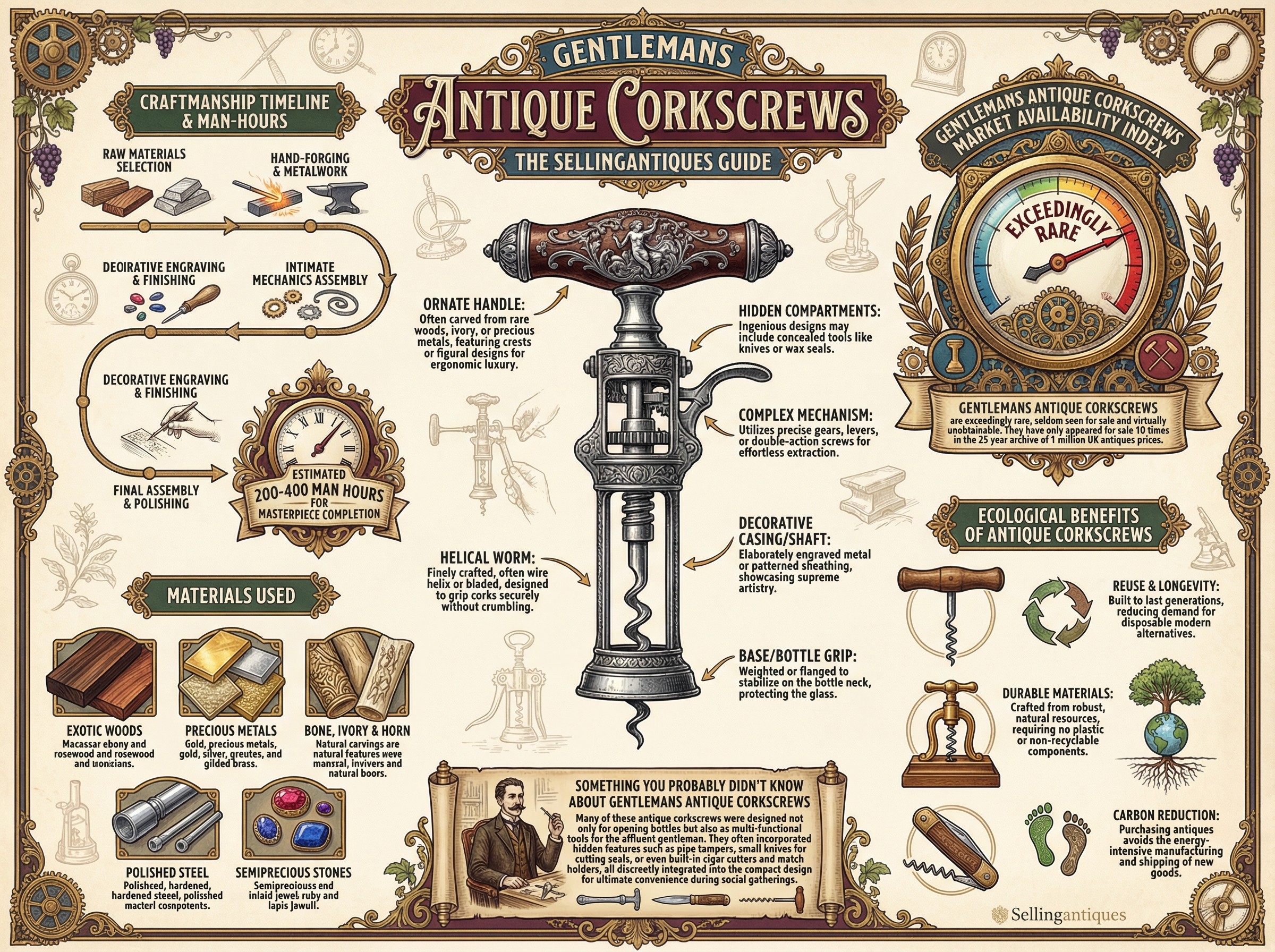 Gentlemans Antique Corkscrews Guide Infographic