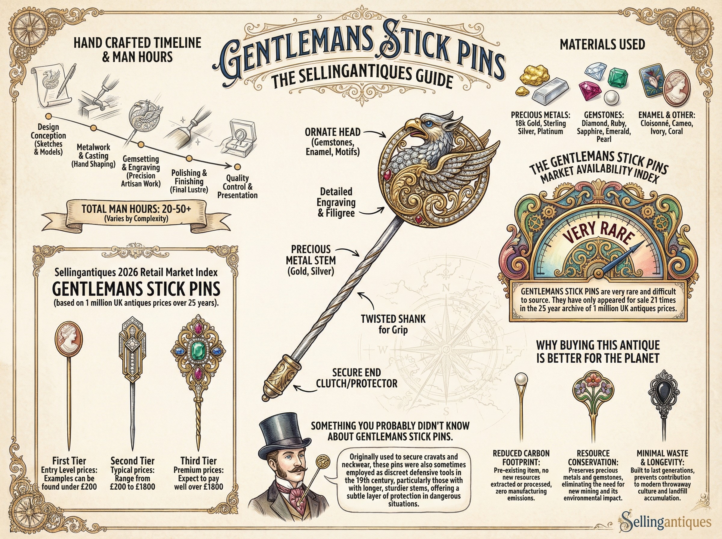 Gentlemans Stick Pins Guide Infographic