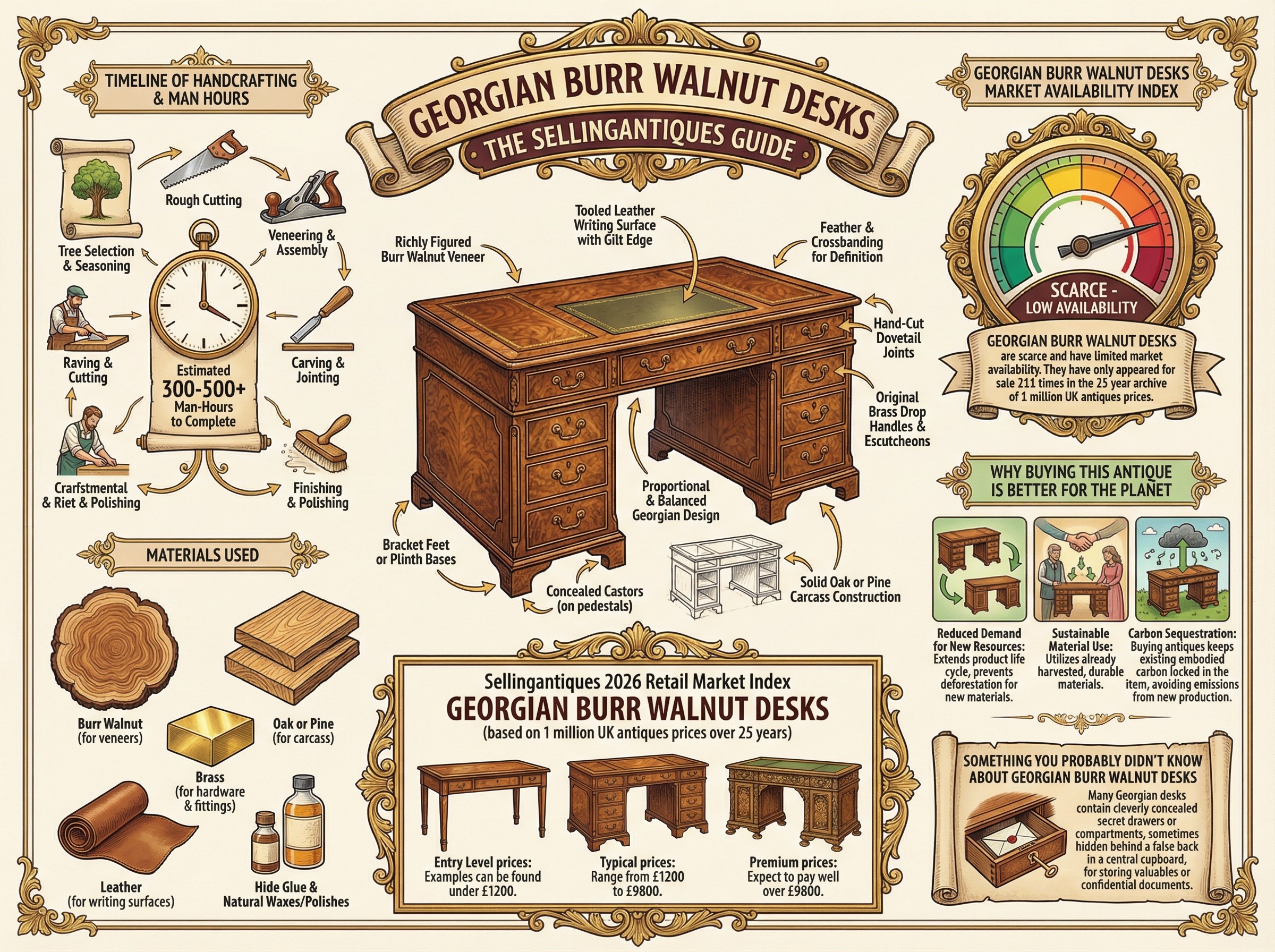 Georgian Burr Walnut Desks Guide Infographic
