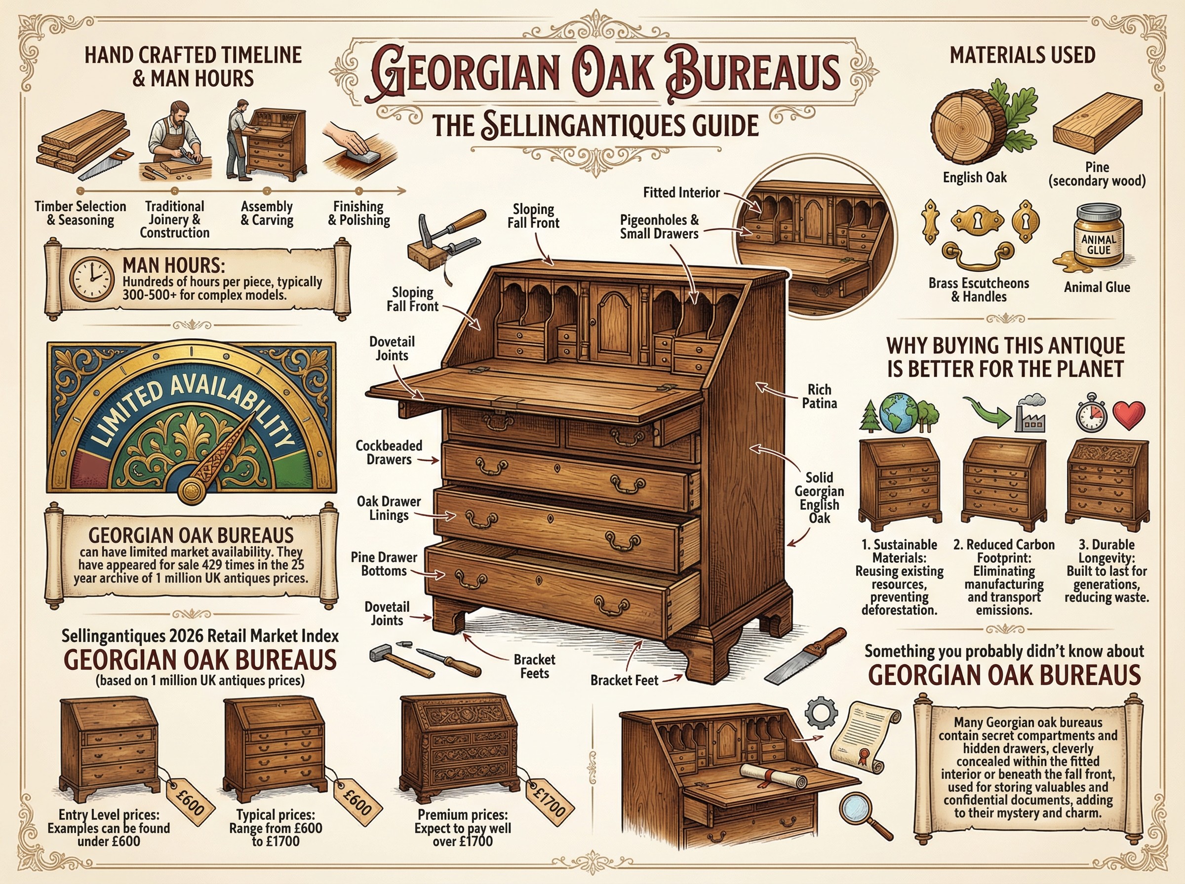 Georgian Oak Bureaus Guide Infographic