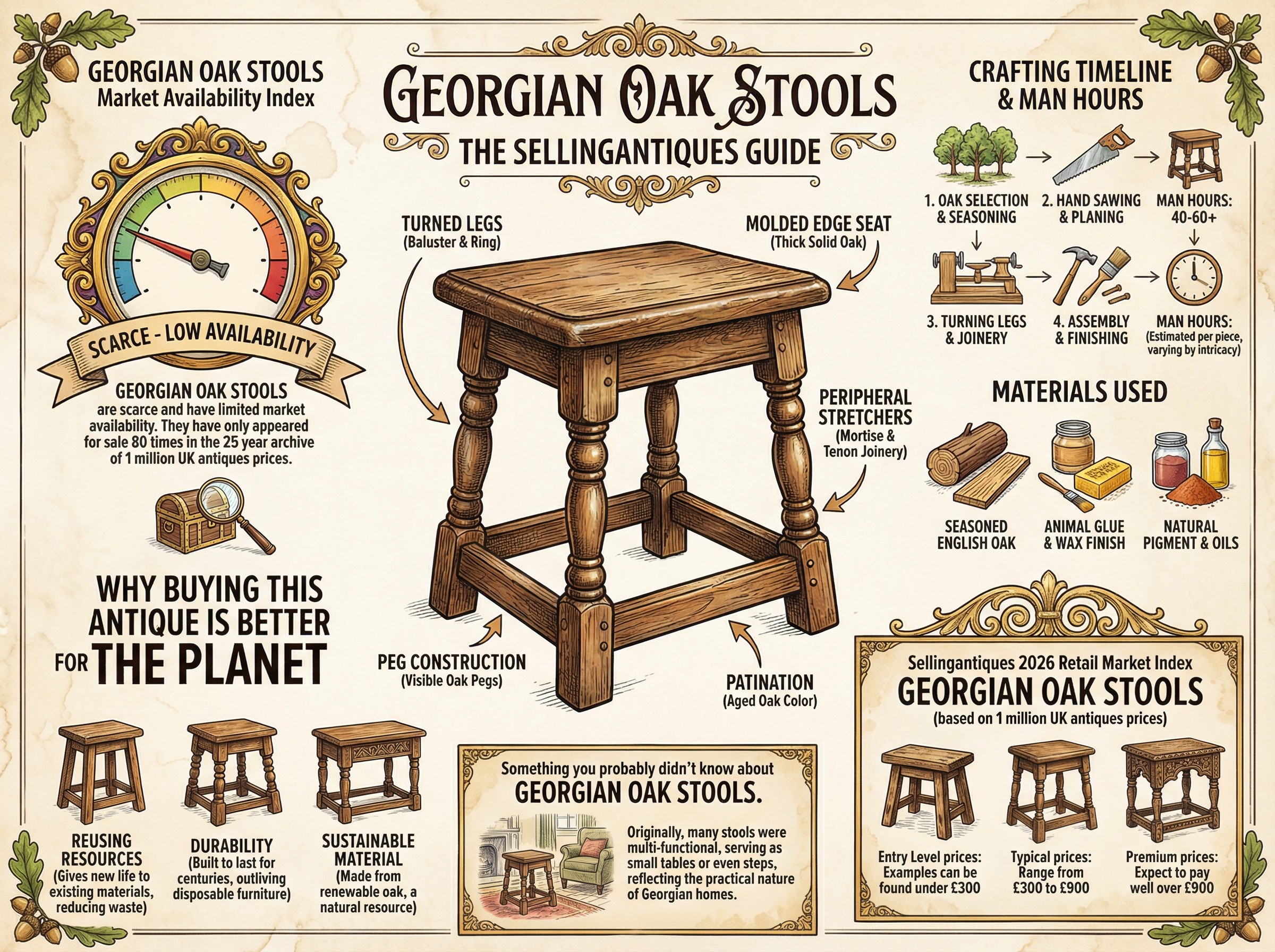 Georgian Oak Stools Guide Infographic