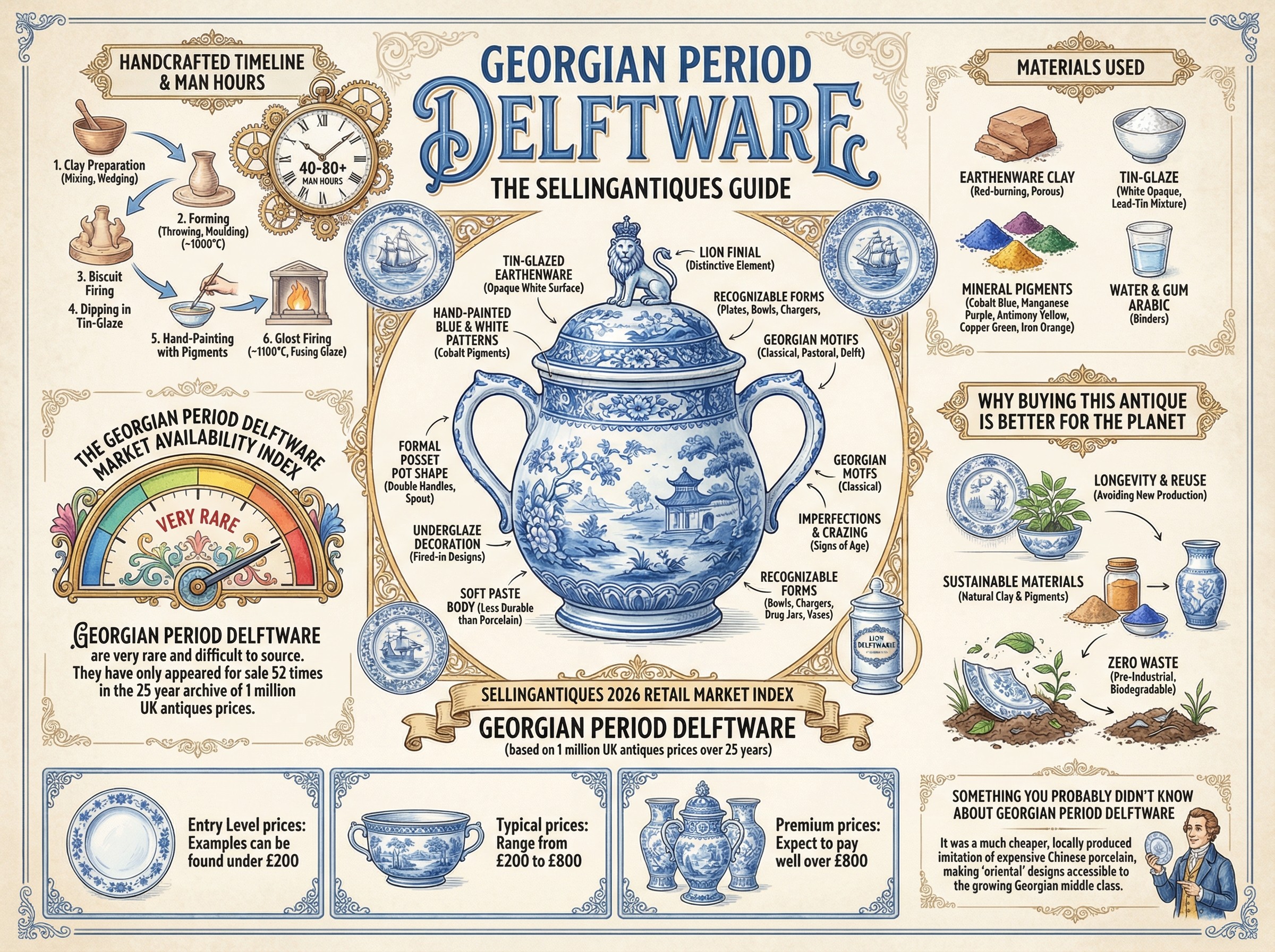 Georgian Period Delftware Guide Infographic