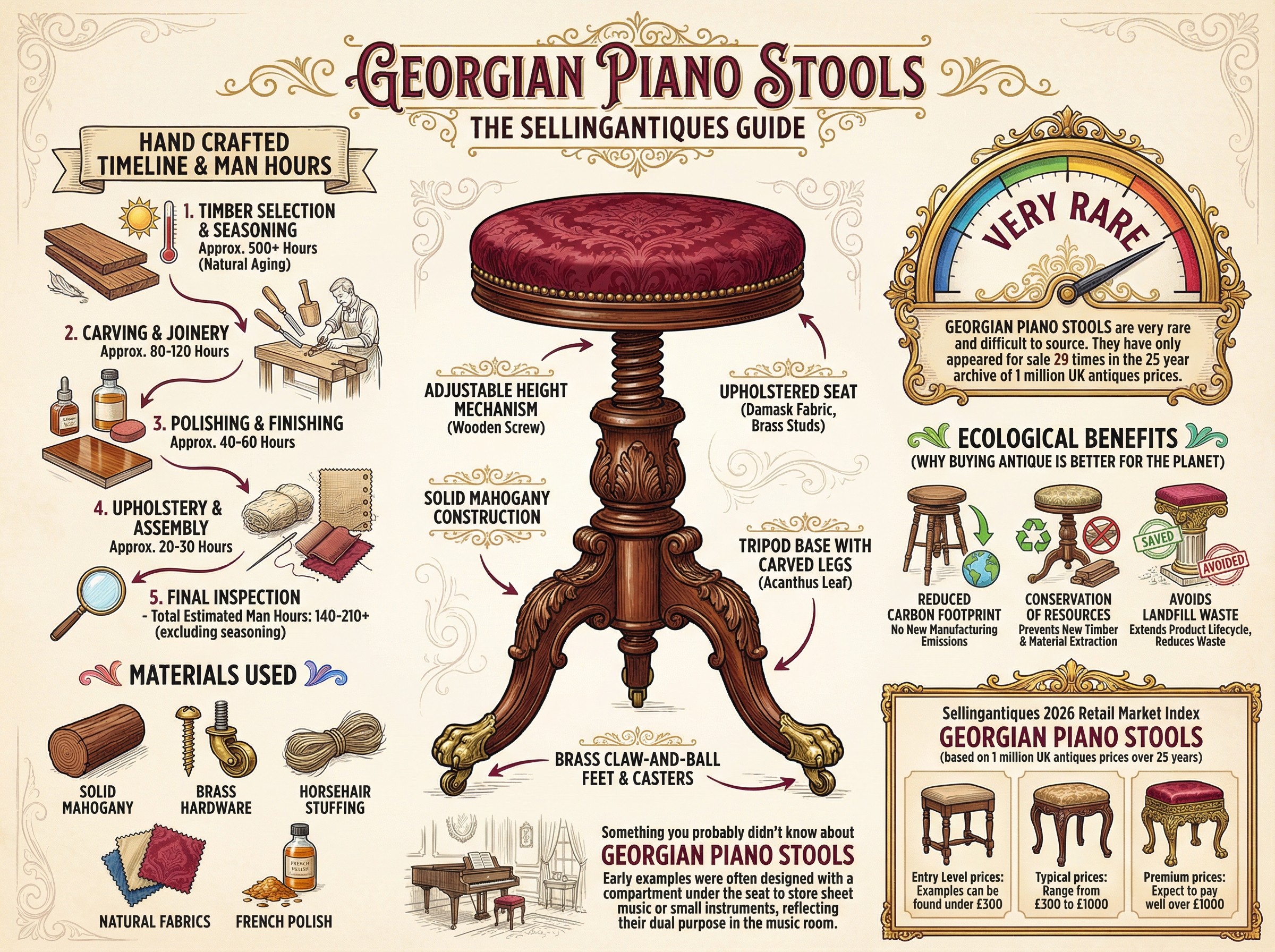 Georgian Piano Stools Guide Infographic