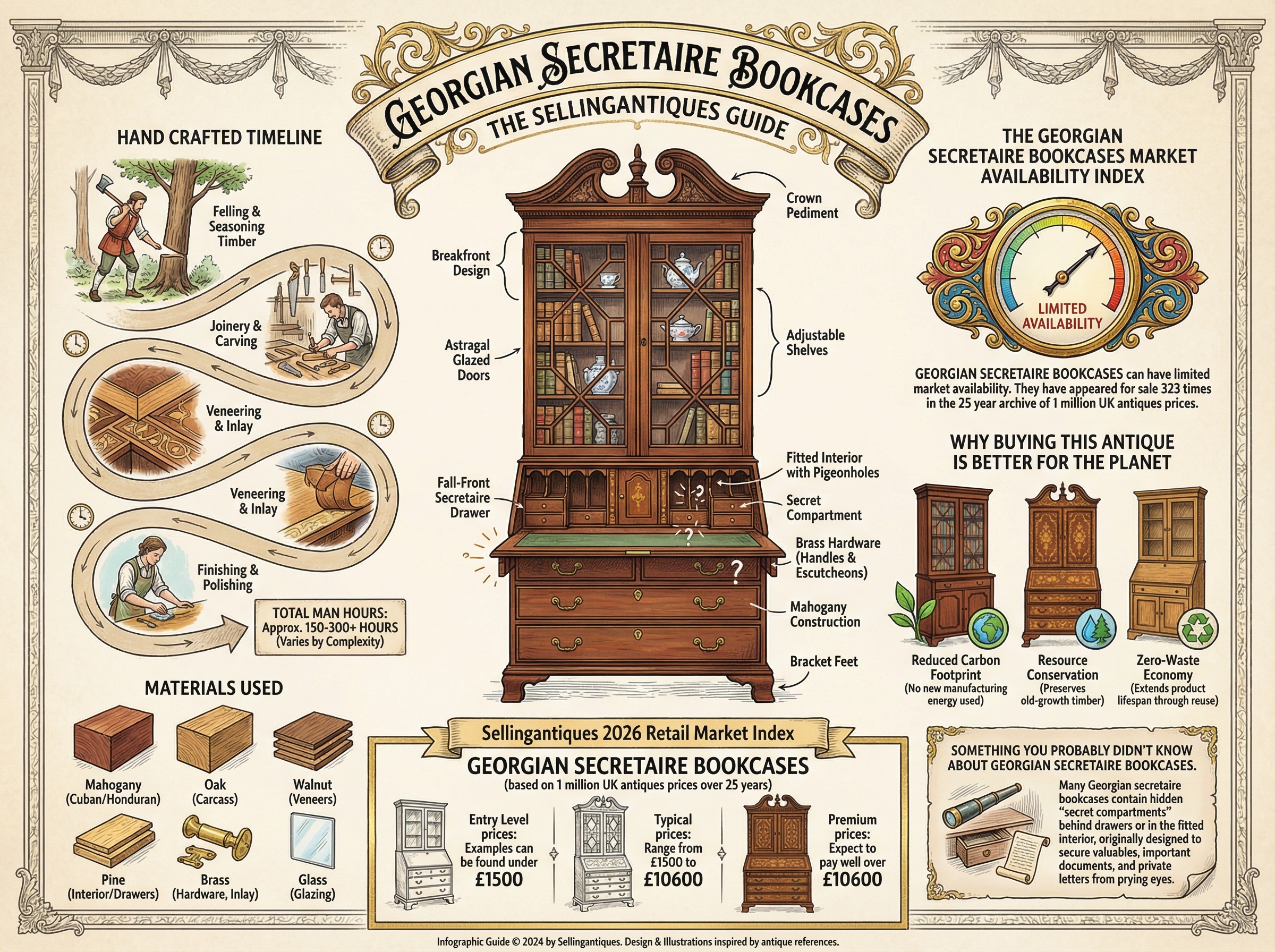 Georgian Secretaire Bookcases Guide Infographic
