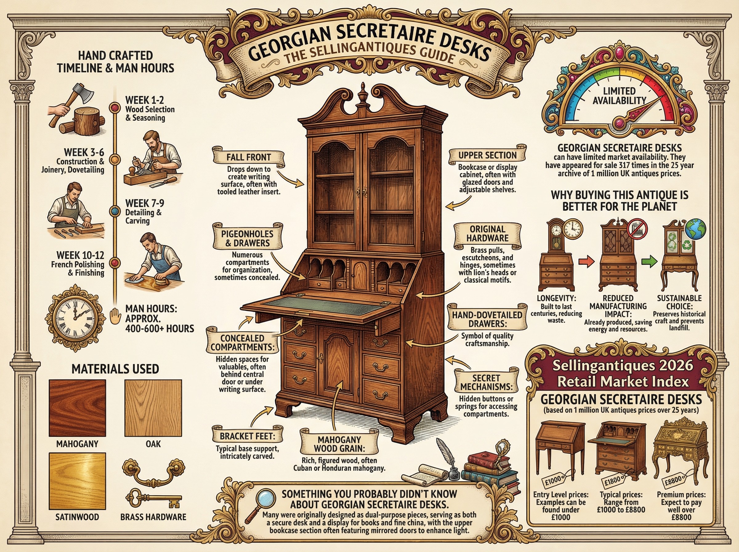 Georgian Secretaire Desks Guide Infographic