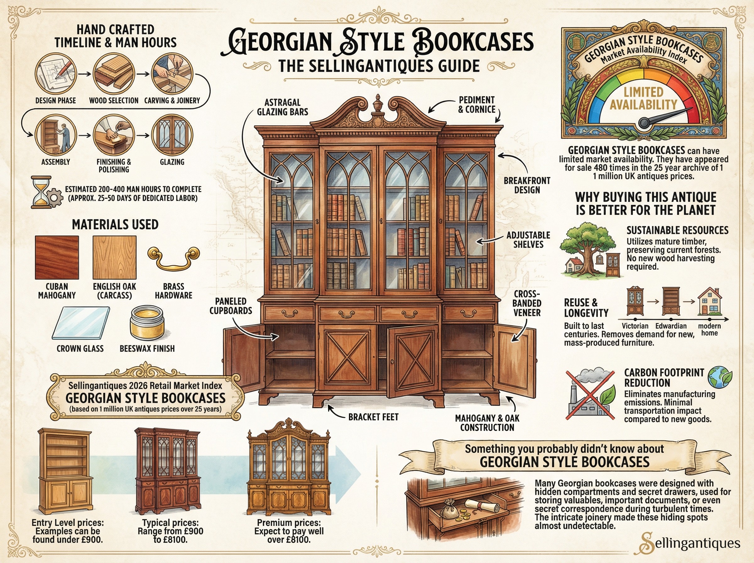 Georgian Style Bookcases Guide Infographic