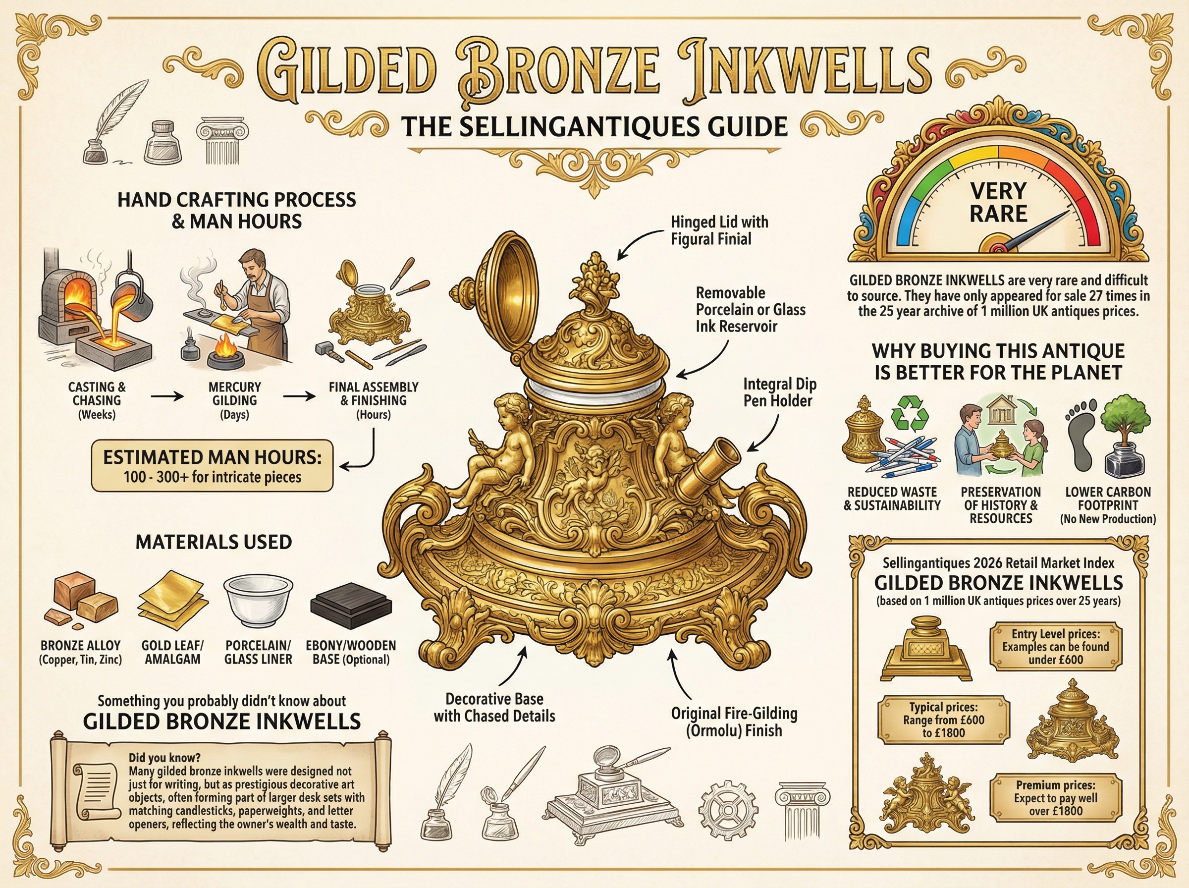 Gilded Bronze Inkwells Guide Infographic