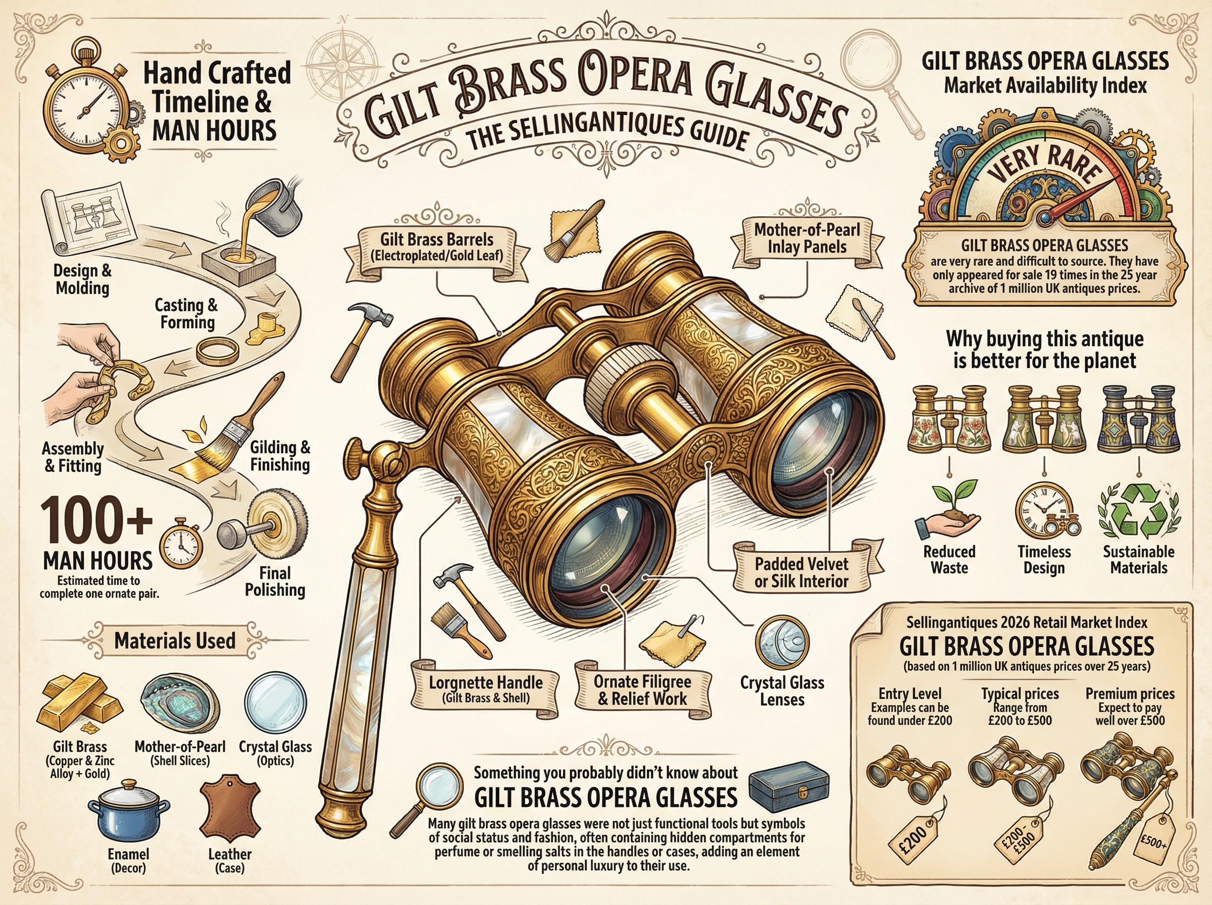 Gilt Brass Opera Glasses Guide Infographic