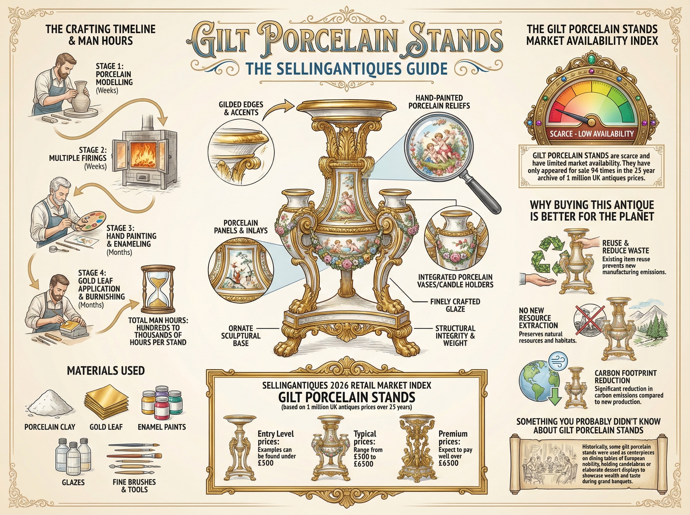 Gilt Porcelain Stands Guide Infographic