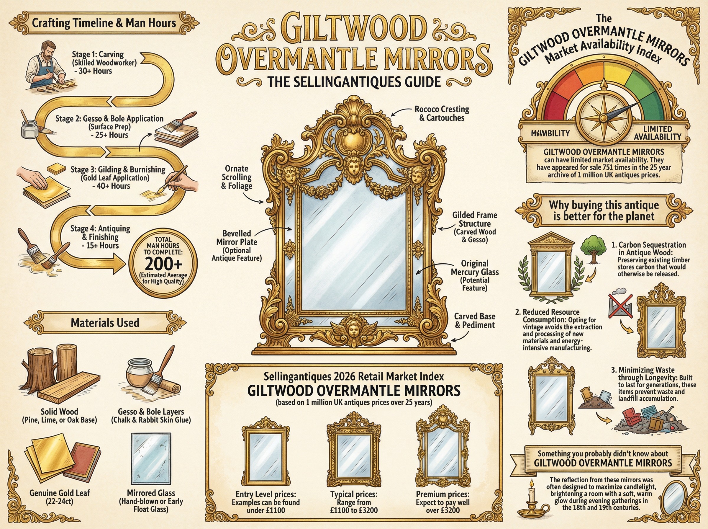Giltwood Overmantle Mirrors Guide Infographic