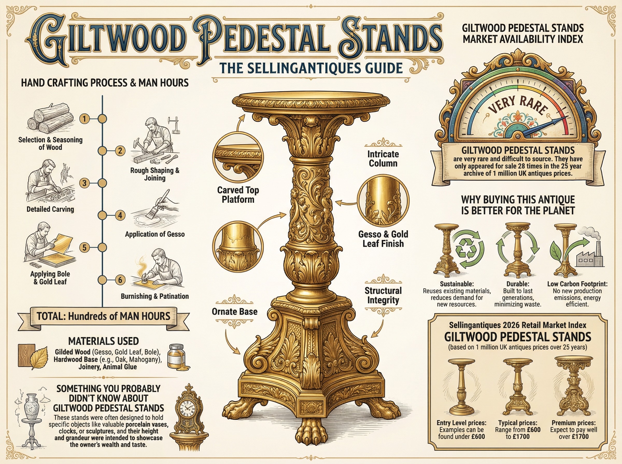 Giltwood Pedestal Stands Guide Infographic