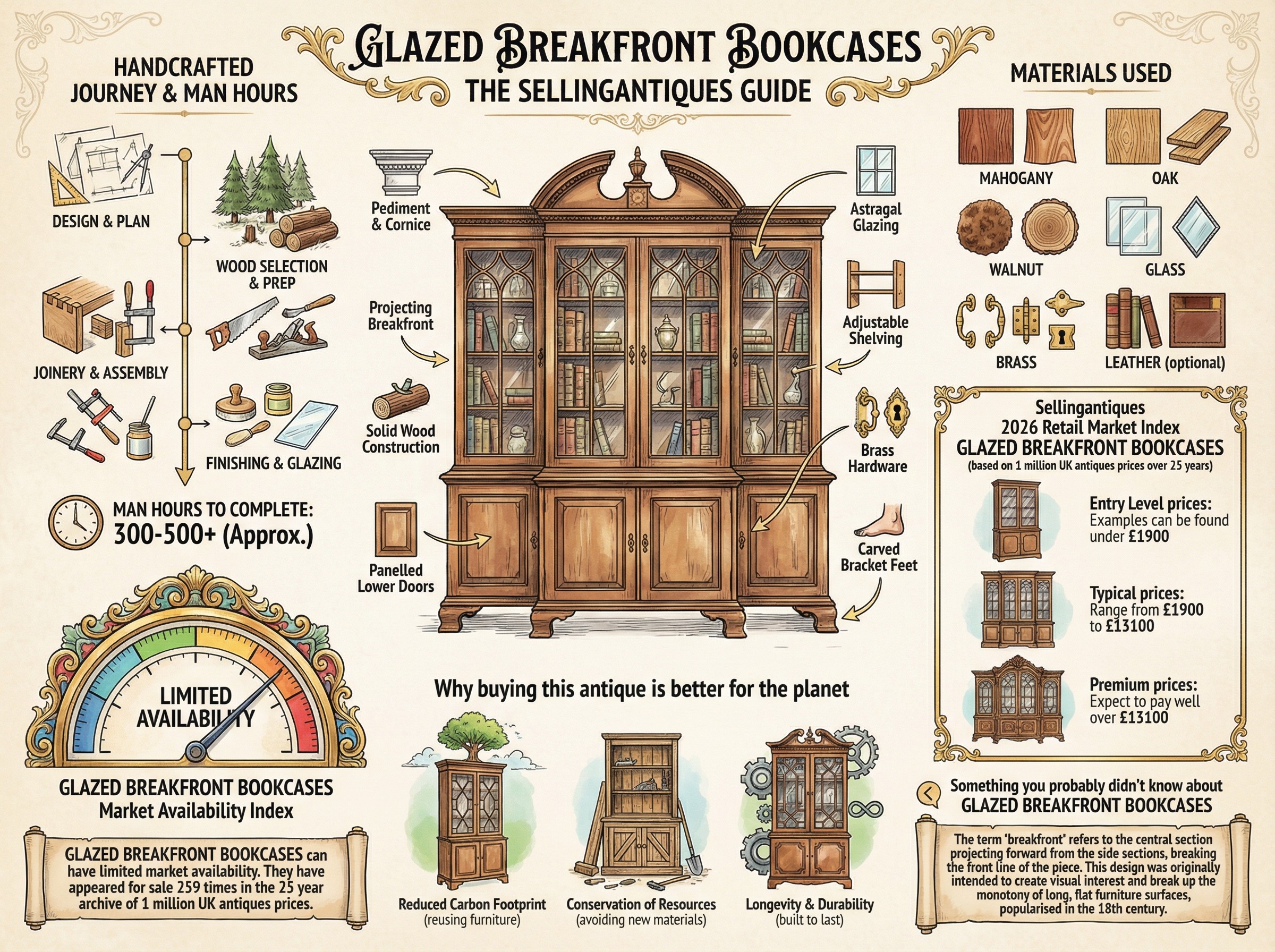 Glazed Breakfront Bookcases Guide Infographic
