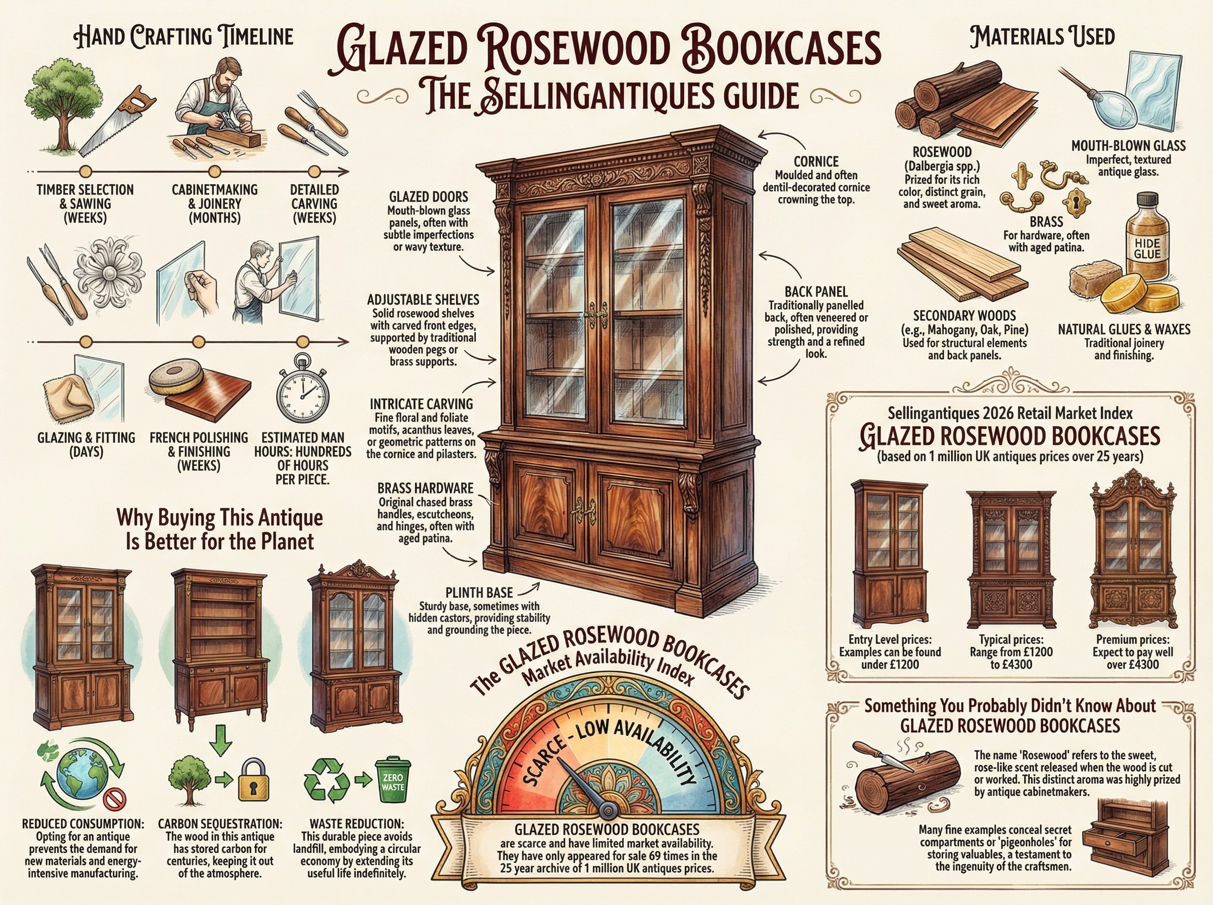 Glazed Rosewood Bookcases Guide Infographic