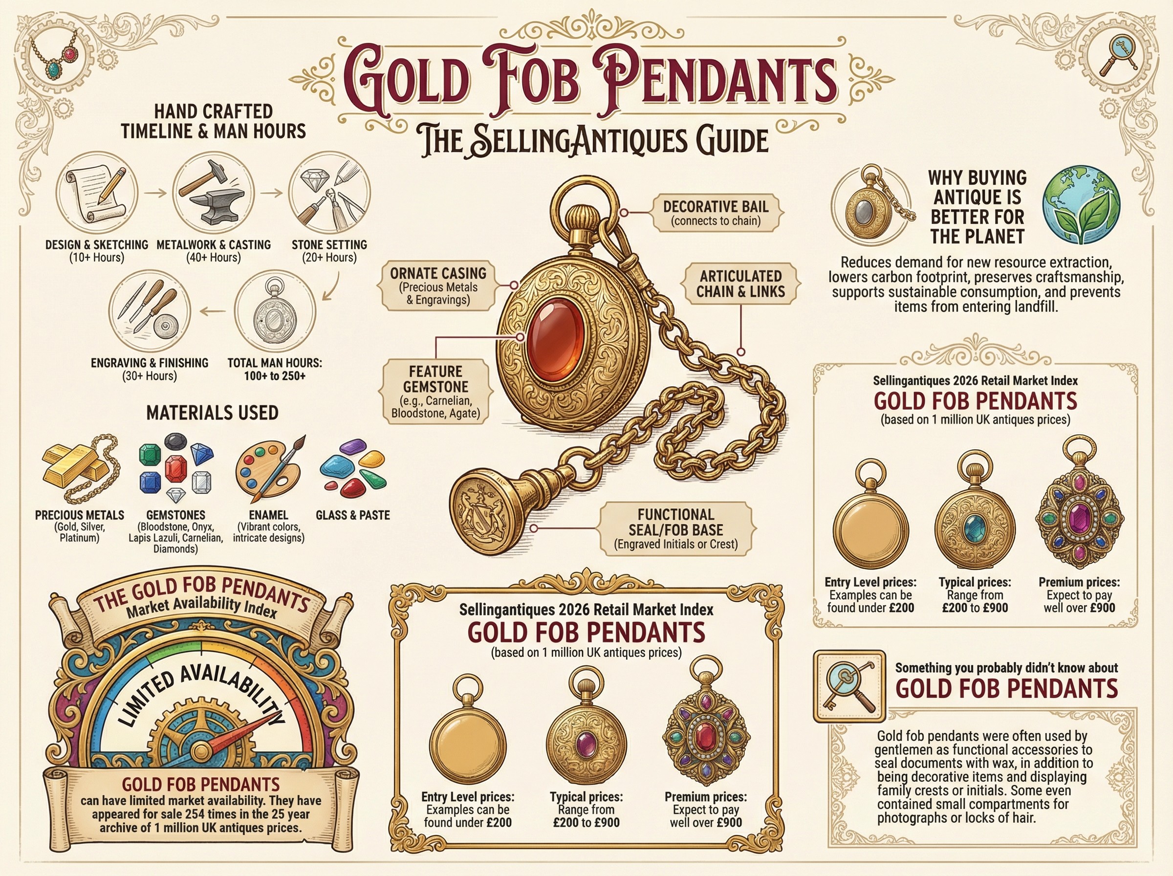 Gold Fob Pendants Guide Infographic