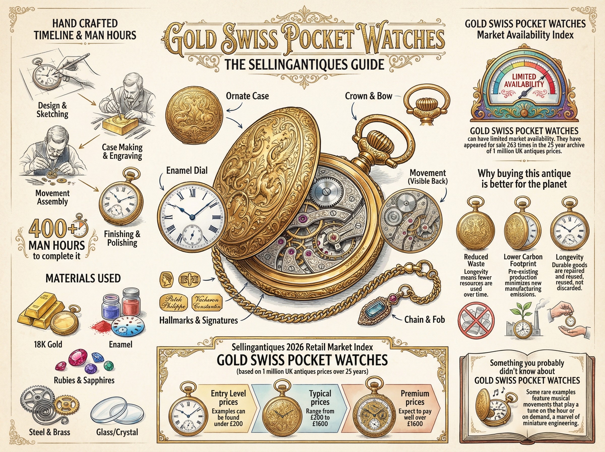 Gold Swiss Pocket Watches Guide Infographic