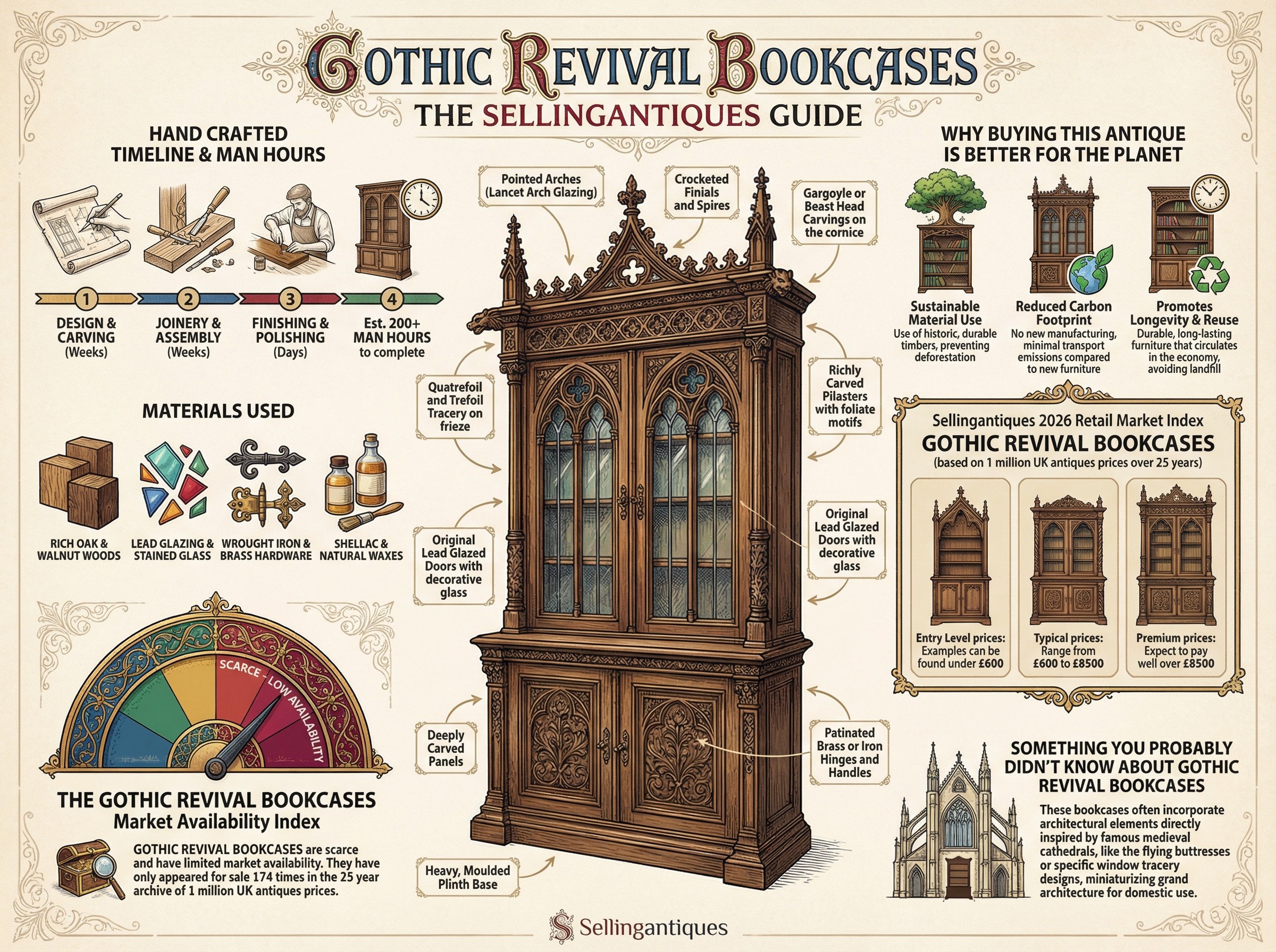 Gothic Revival Bookcases Guide Infographic