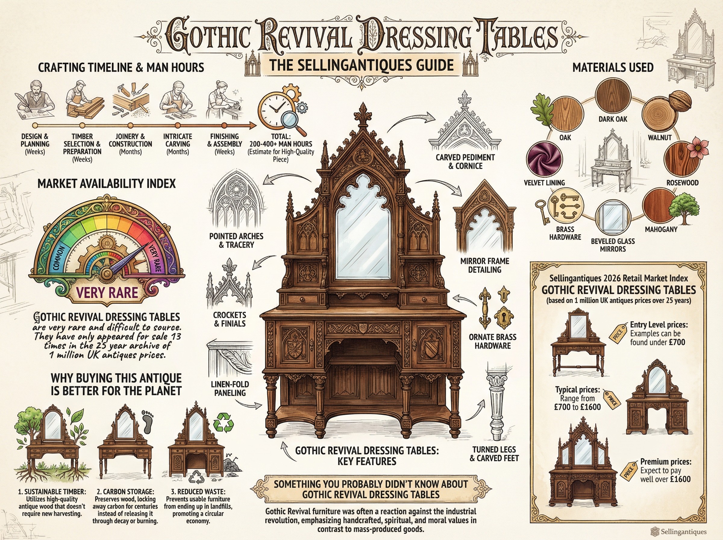 Gothic Revival Dressing Tables Guide Infographic